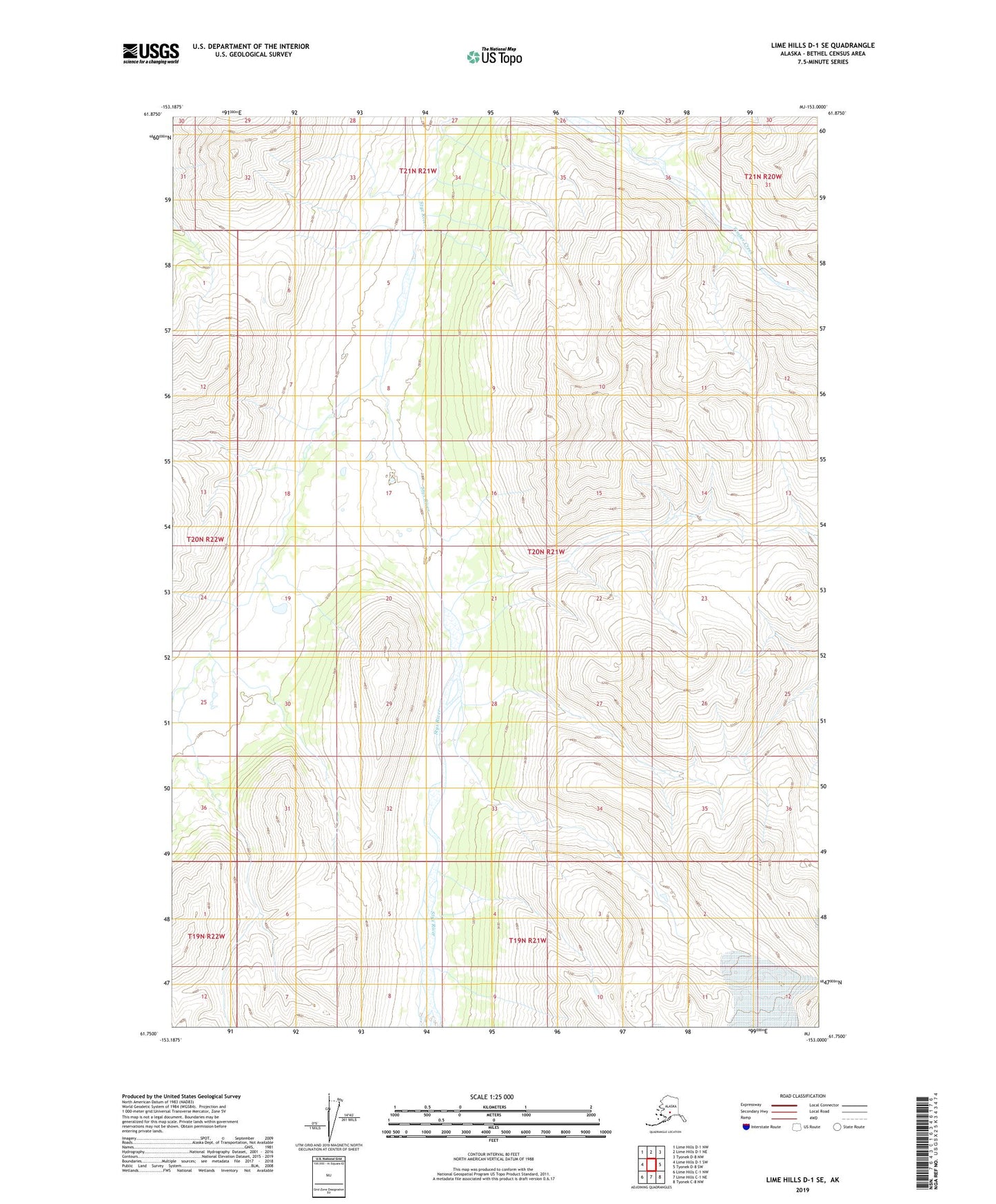 Lime Hills D-1 SE Alaska US Topo Map Image