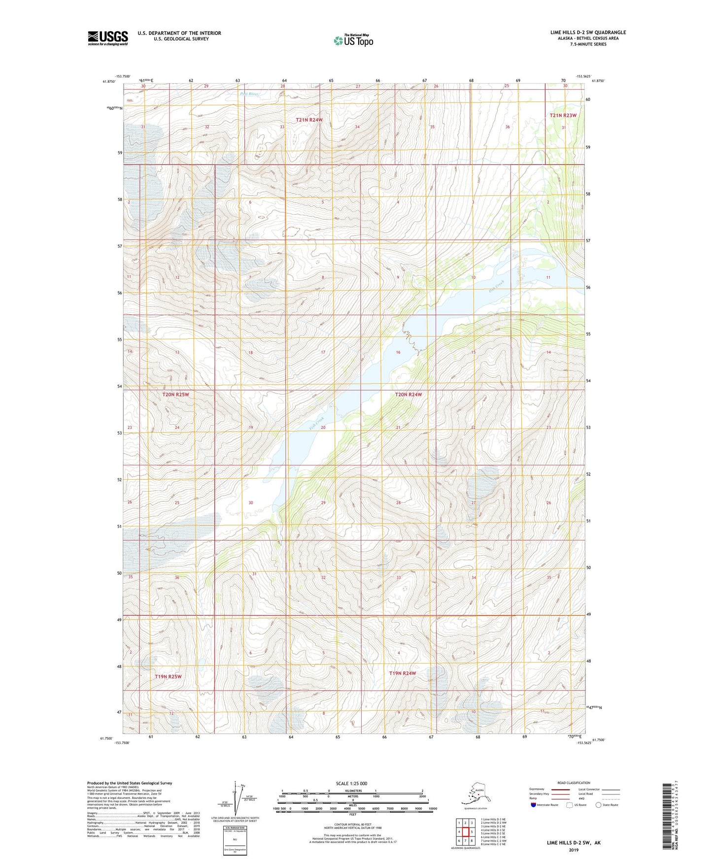 Lime Hills D-2 SW Alaska US Topo Map Image
