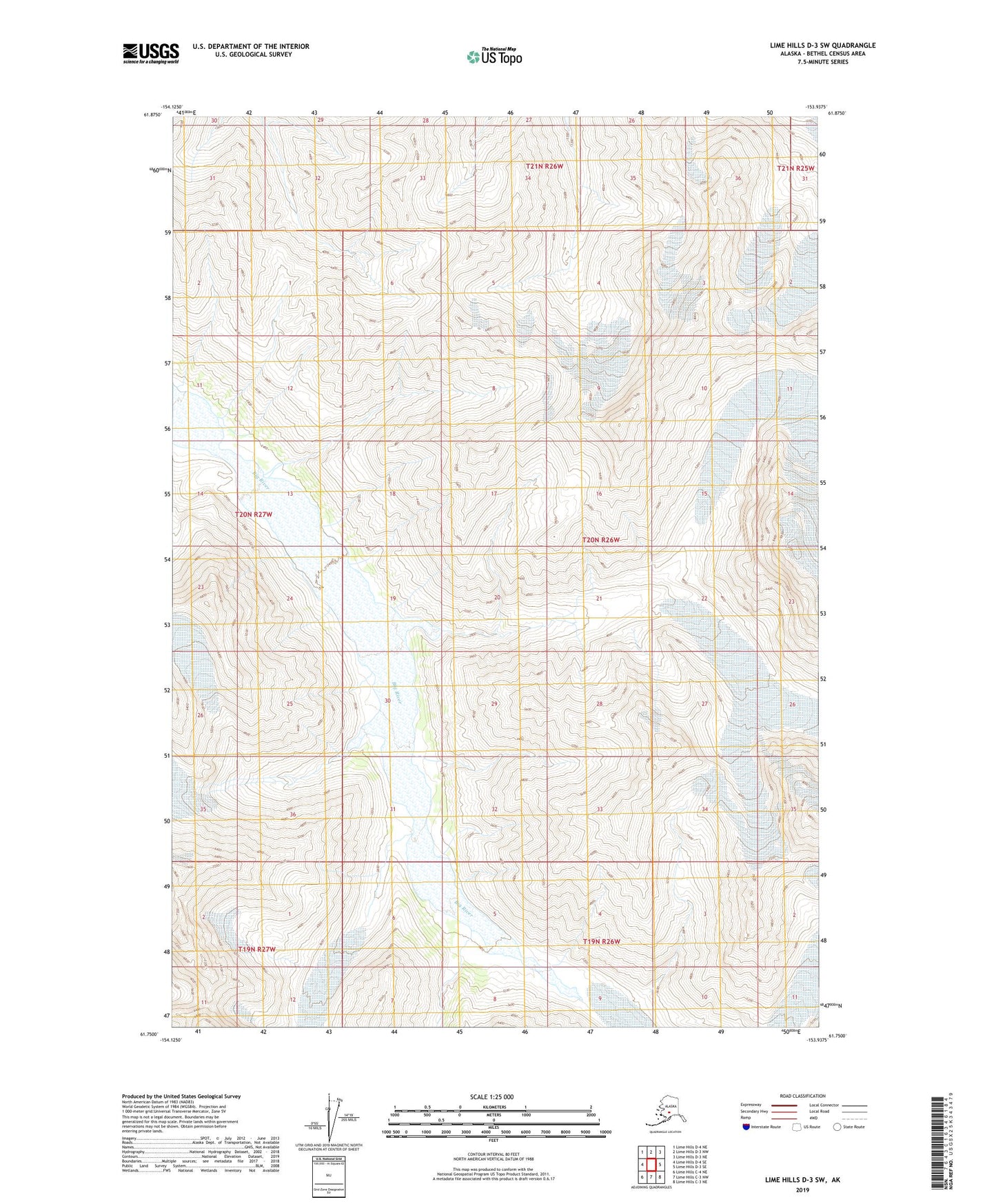 Lime Hills D-3 SW Alaska US Topo Map Image