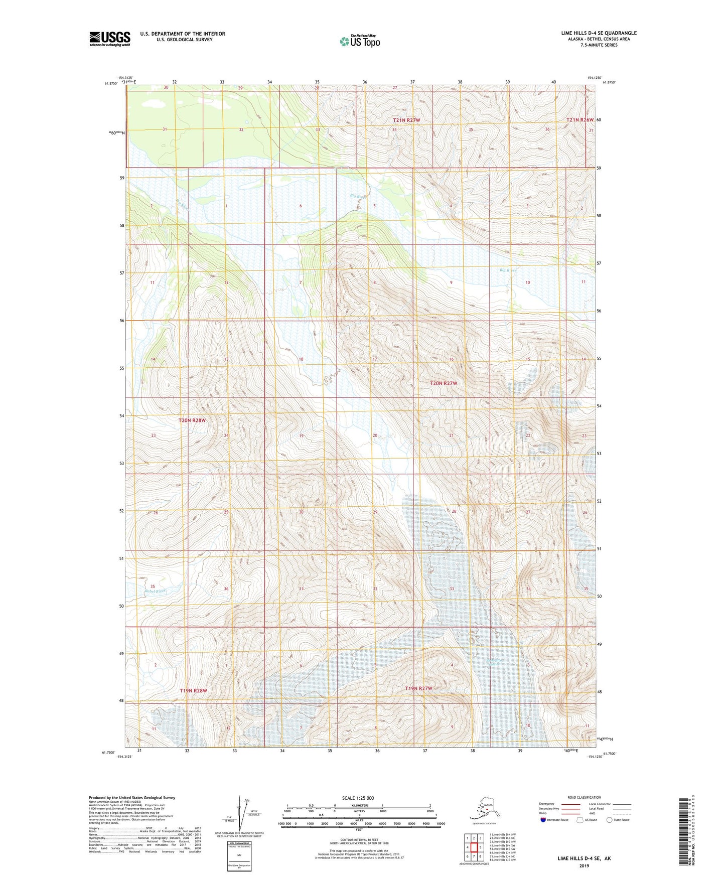 Lime Hills D-4 SE Alaska US Topo Map Image