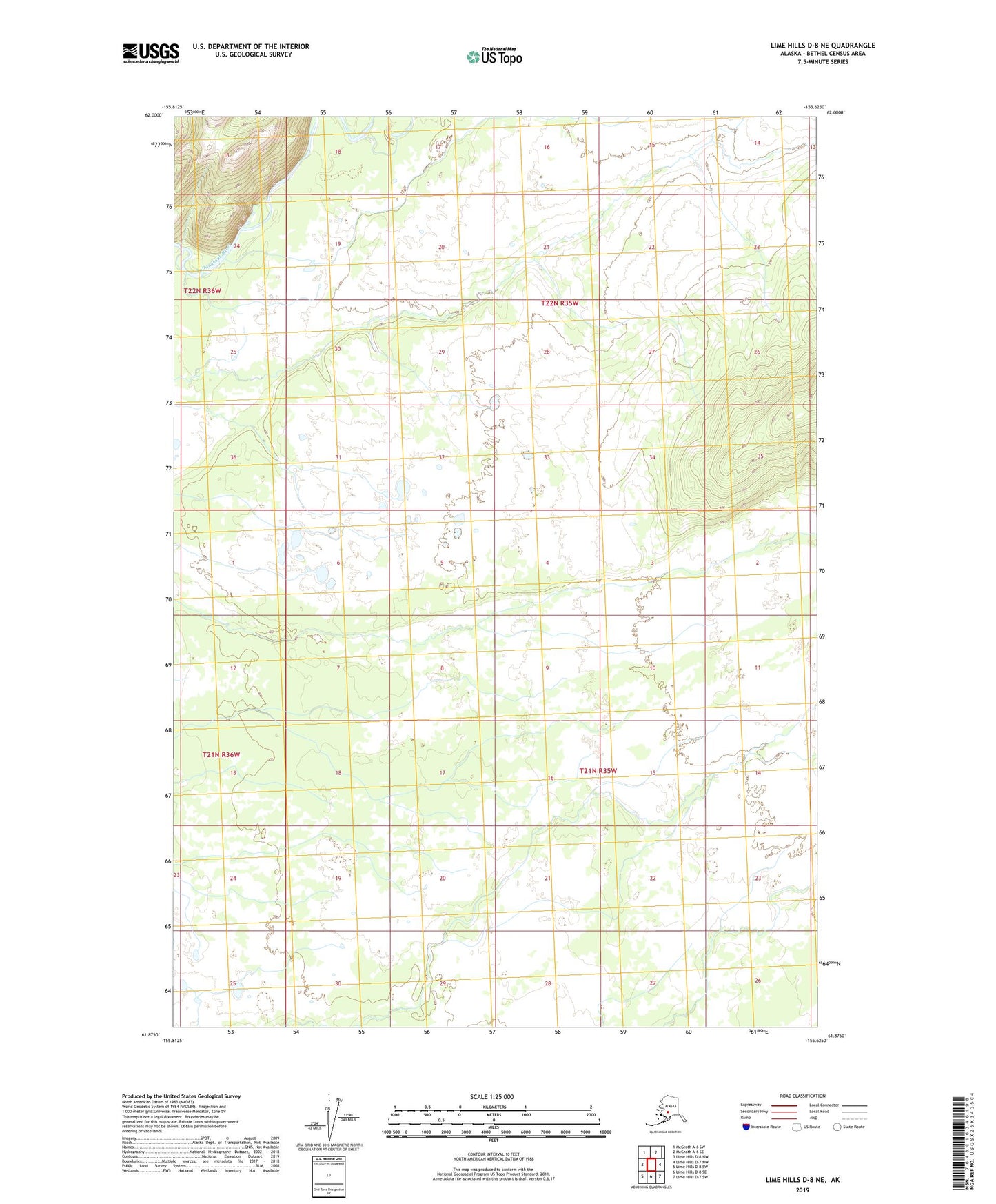 Lime Hills D-8 NE Alaska US Topo Map Image