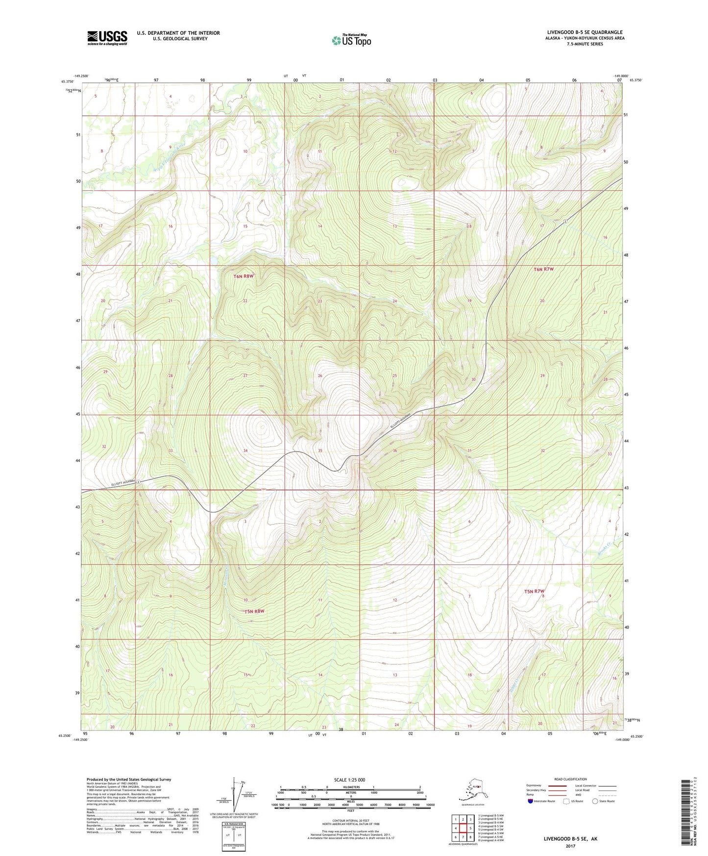 Livengood B-5 SE Alaska US Topo Map Image
