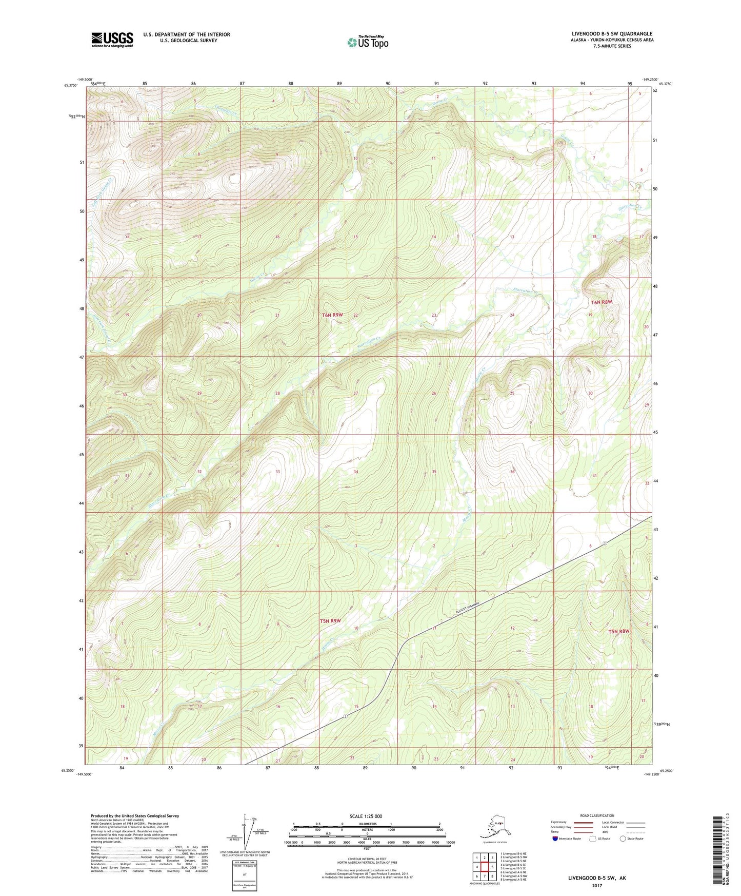 Livengood B-5 SW Alaska US Topo Map Image