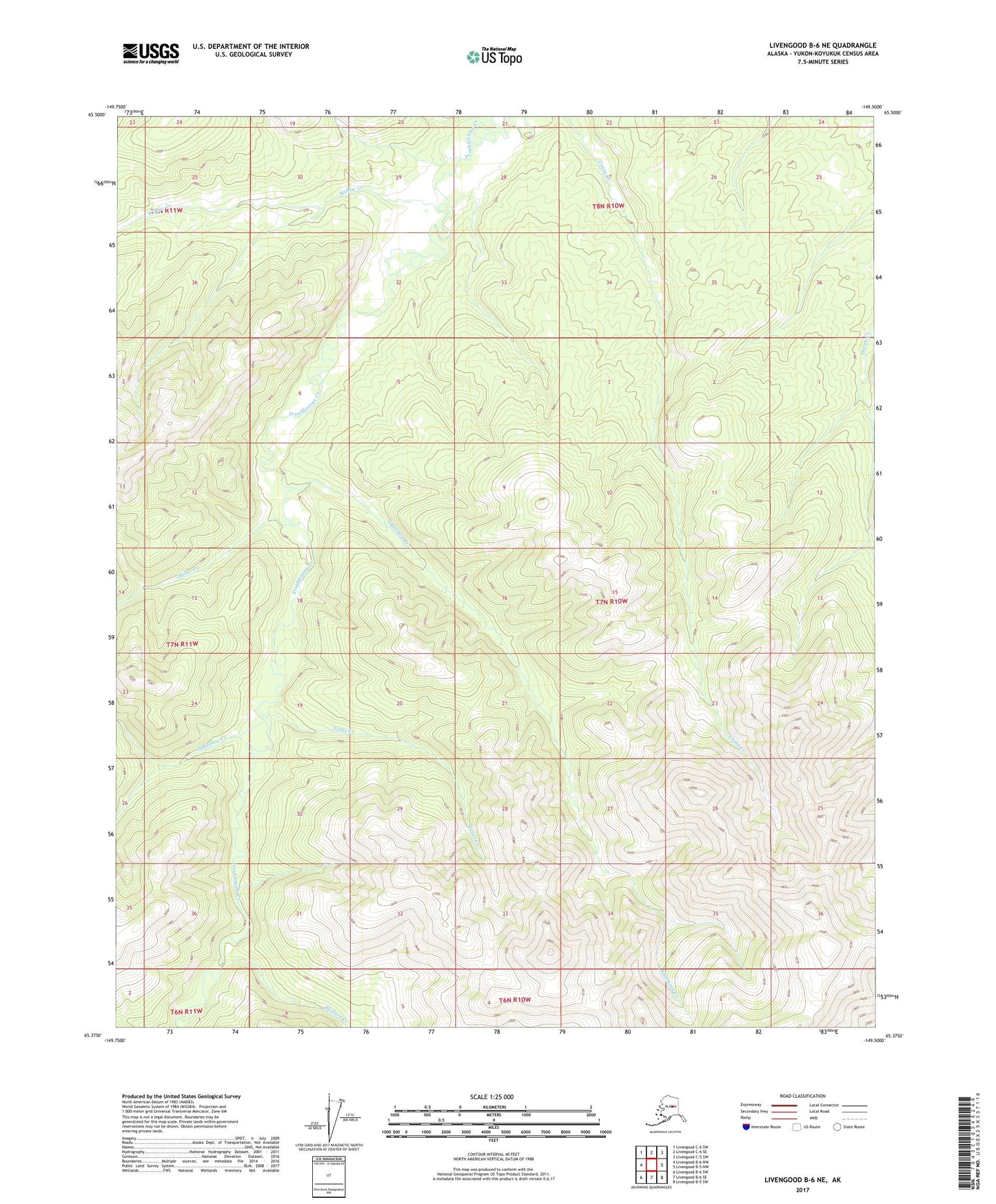 Livengood B-6 NE Alaska US Topo Map Image