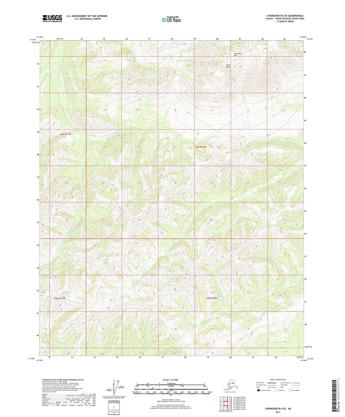 Livengood B-6 SE Alaska US Topo Map Image