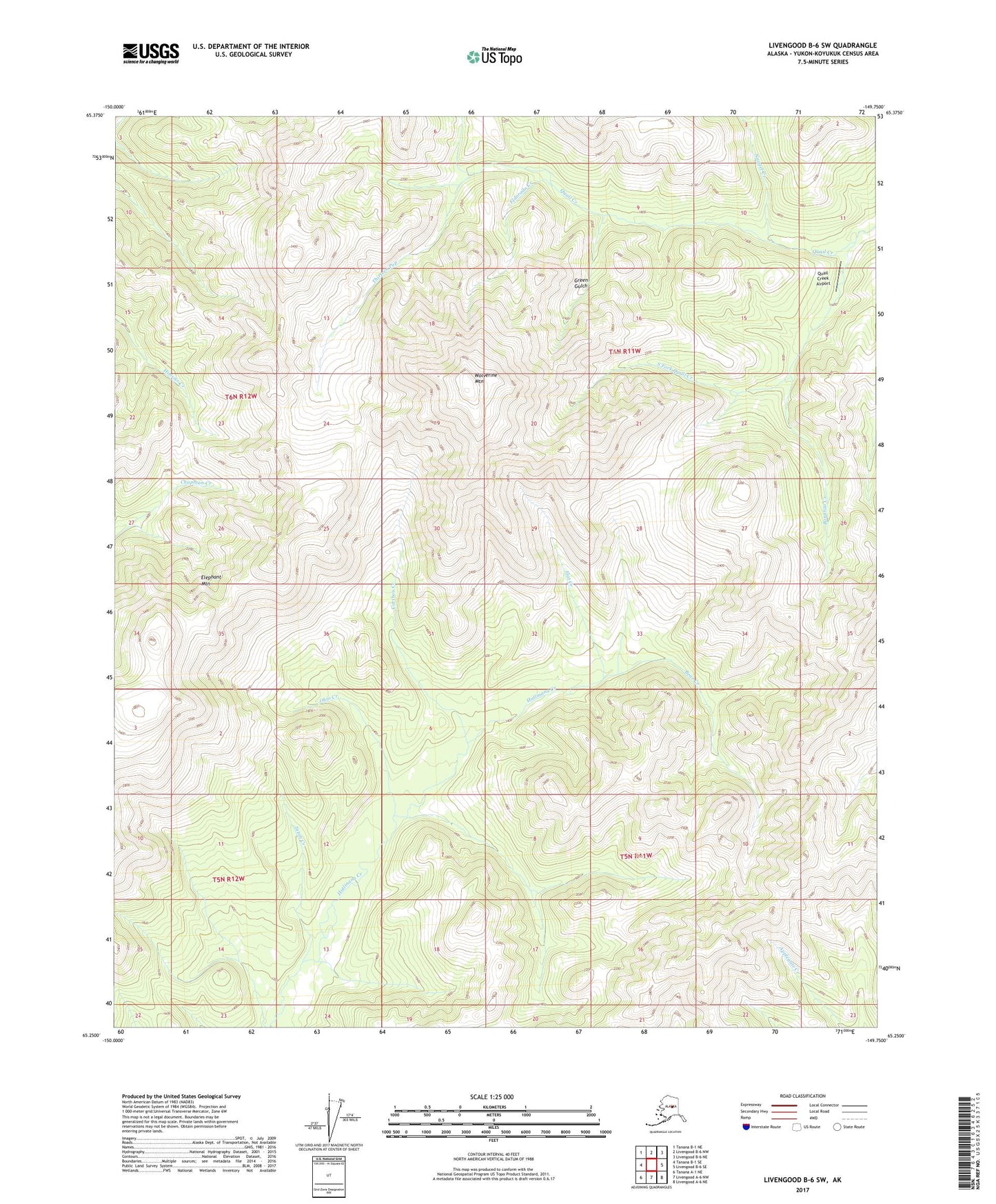 Livengood B-6 SW Alaska US Topo Map Image