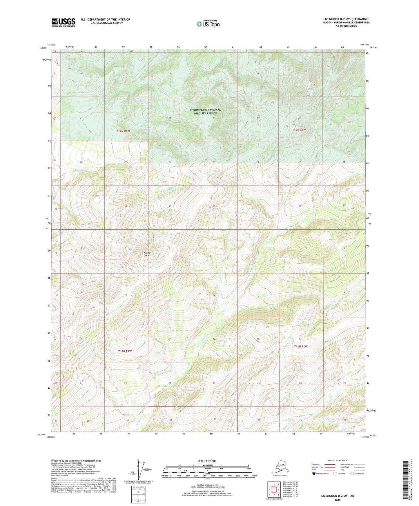 Livengood D-2 SW Alaska US Topo Map Image
