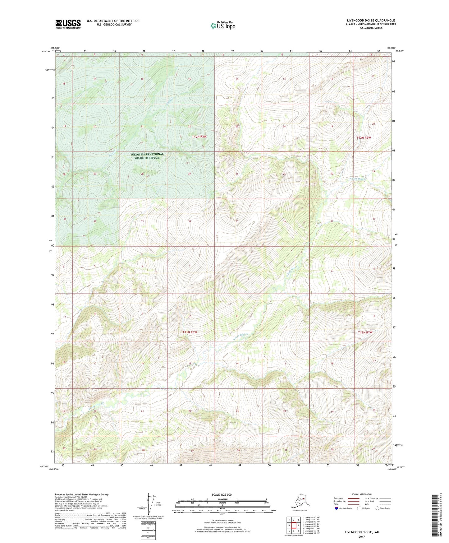 Livengood D-3 SE Alaska US Topo Map Image