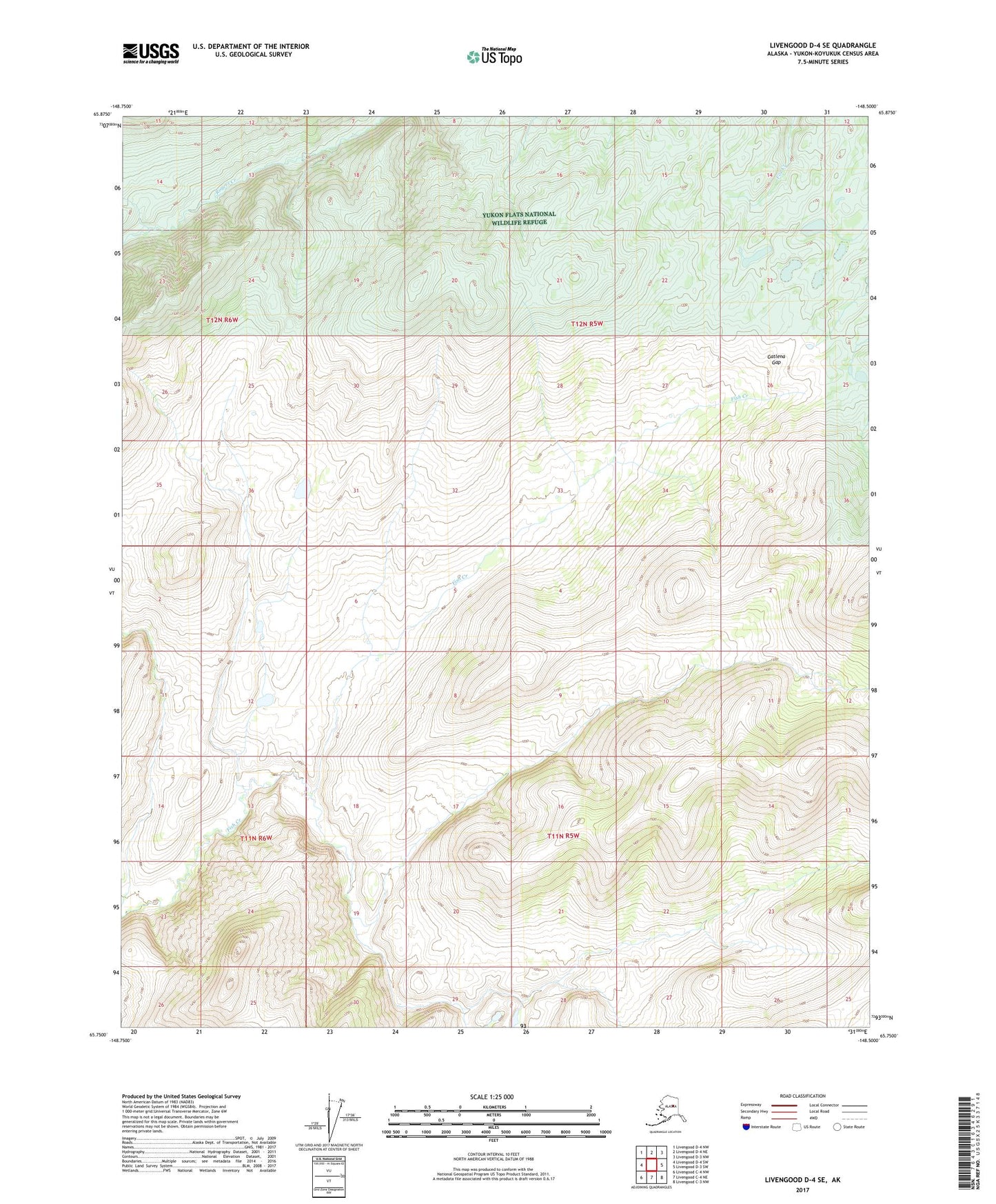 Livengood D-4 SE Alaska US Topo Map Image