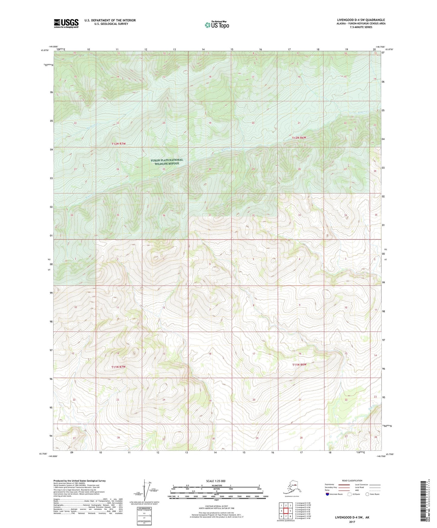 Livengood D-4 SW Alaska US Topo Map Image
