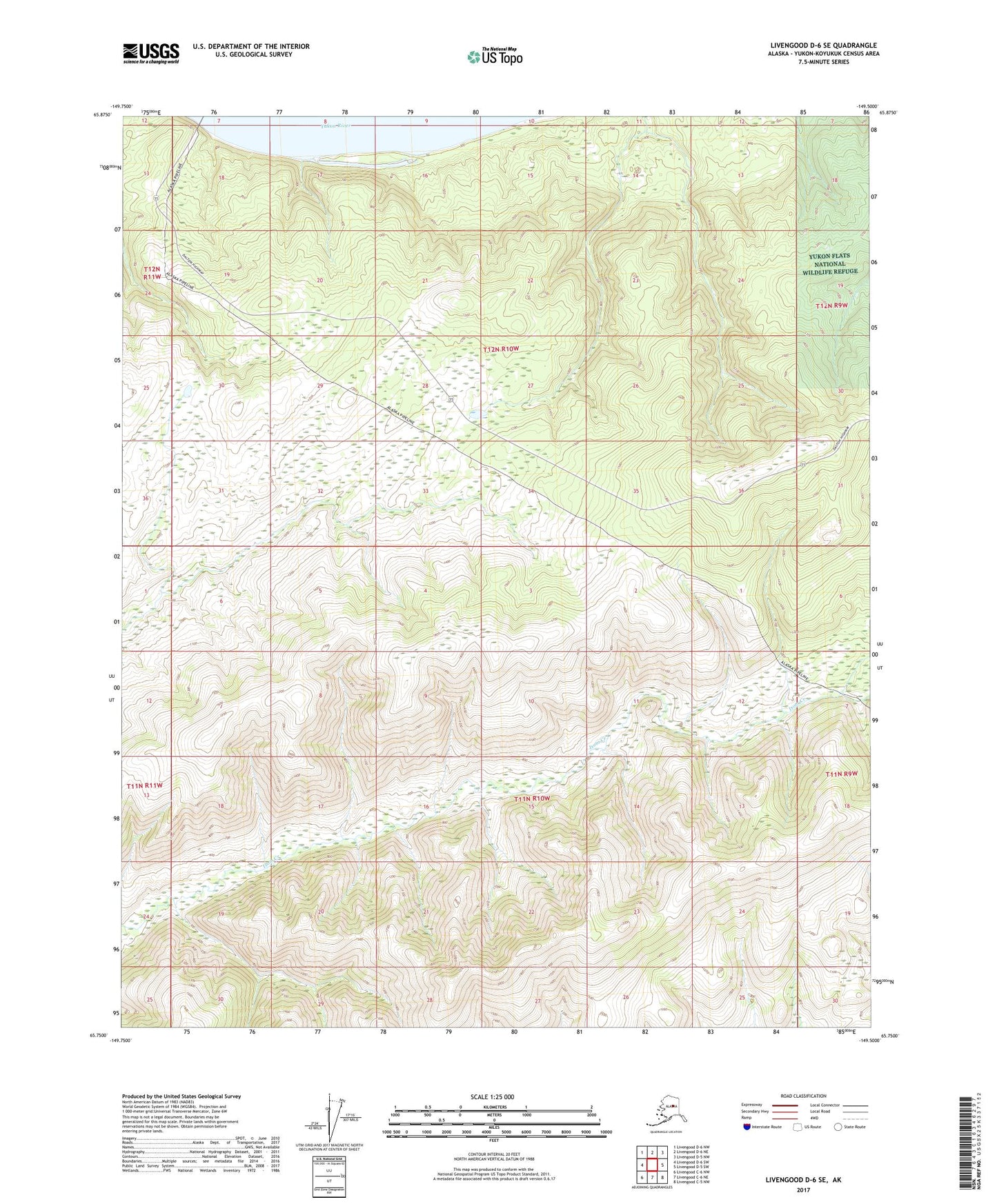 Livengood D-6 SE Alaska US Topo Map Image