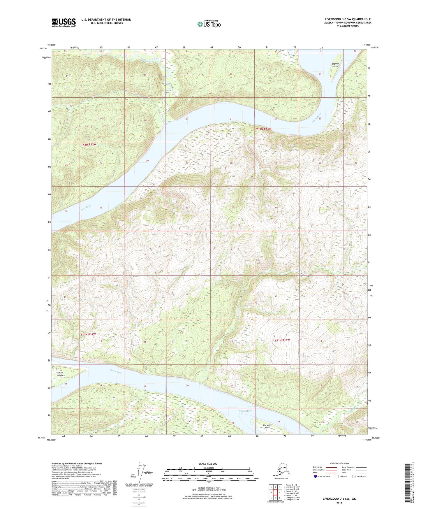 Livengood D-6 SW Alaska US Topo Map Image