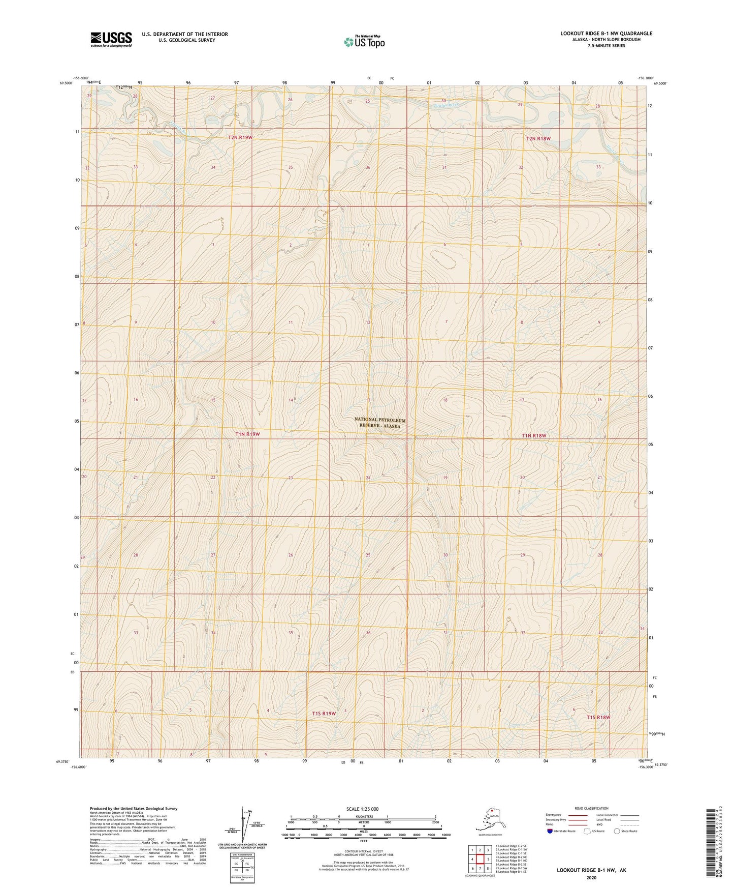 Lookout Ridge B-1 NW Alaska US Topo Map Image