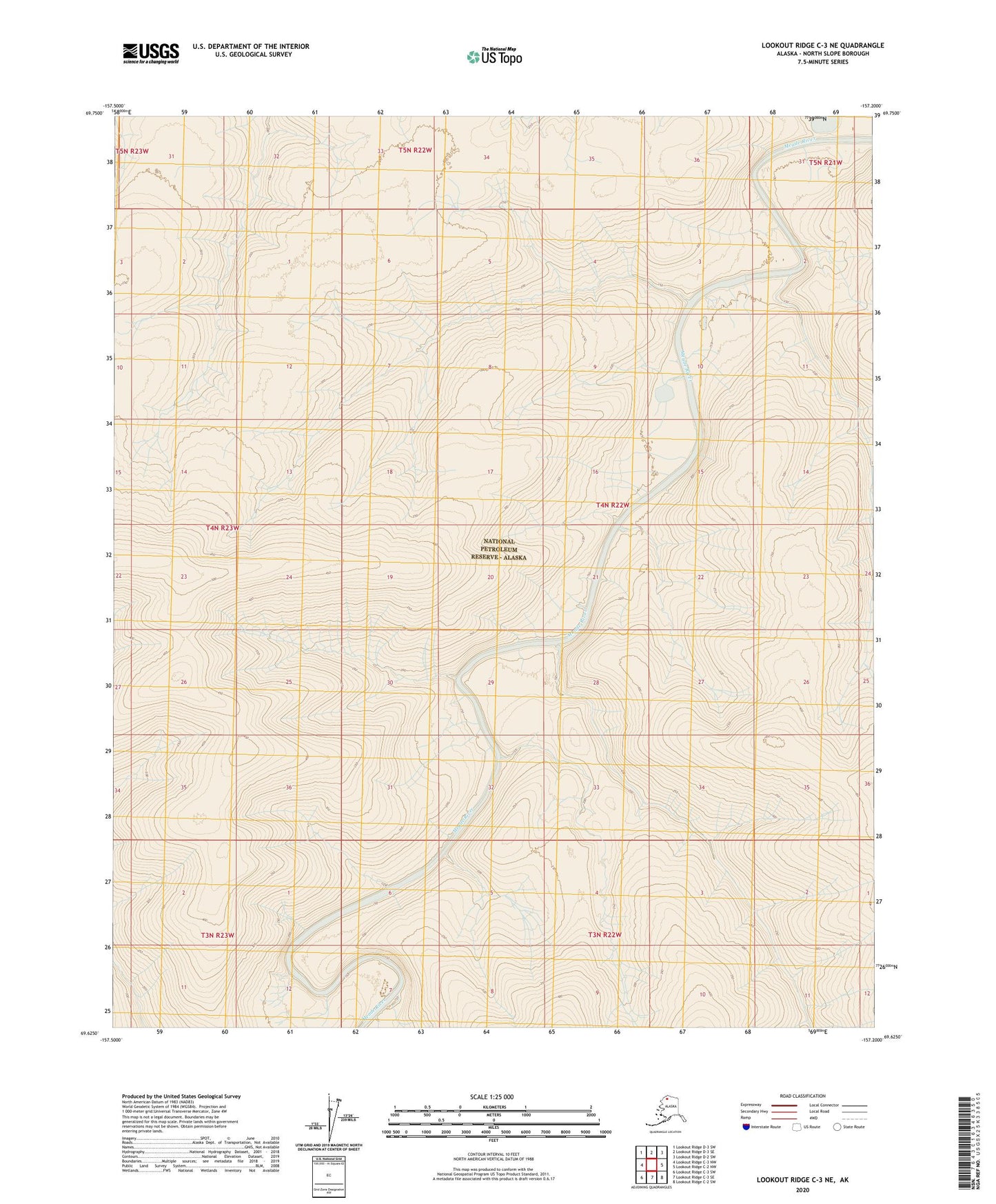 Lookout Ridge C-3 NE Alaska US Topo Map Image