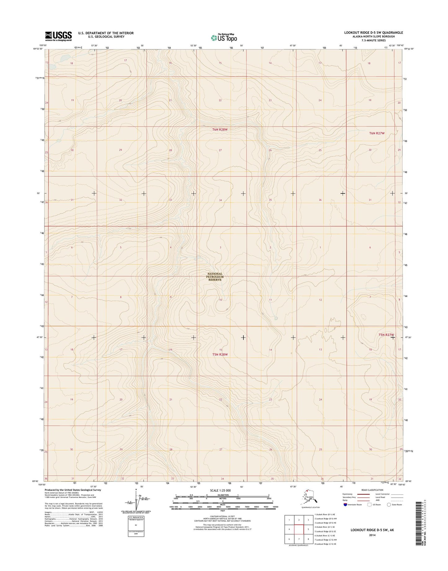 Lookout Ridge D-5 SW Alaska US Topo Map Image