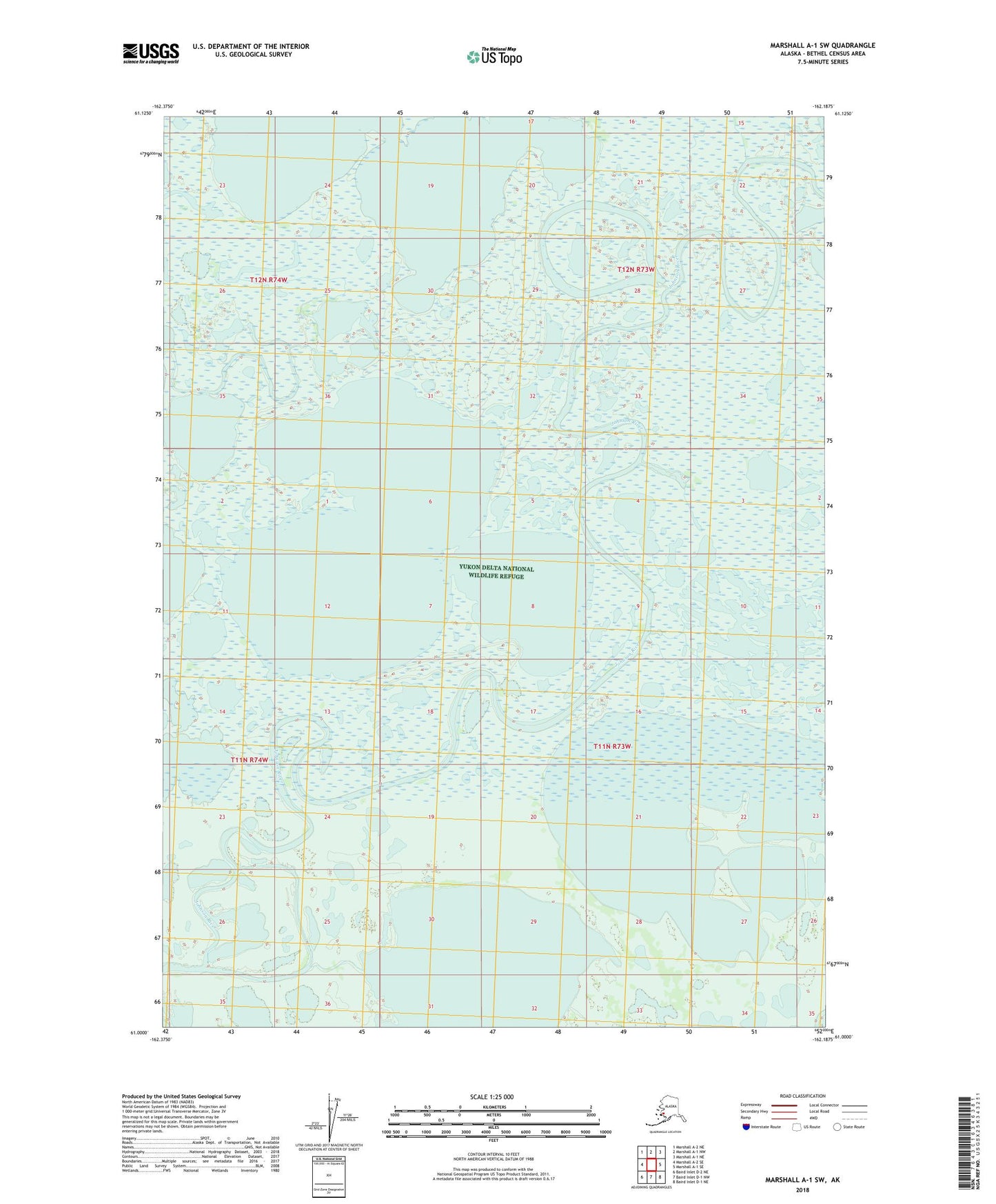 Marshall A-1 SW Alaska US Topo Map Image
