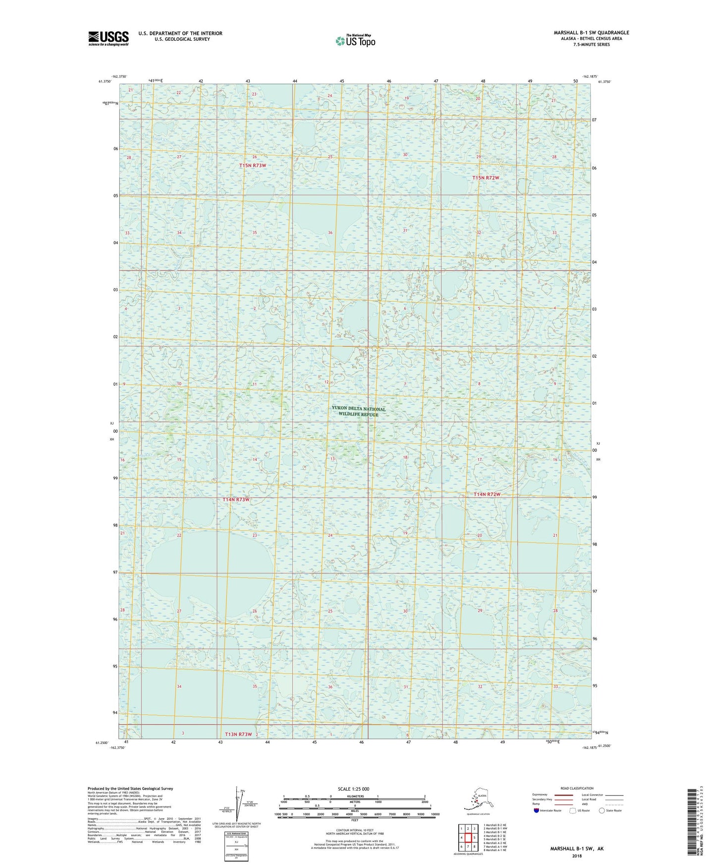 Marshall B-1 SW Alaska US Topo Map Image
