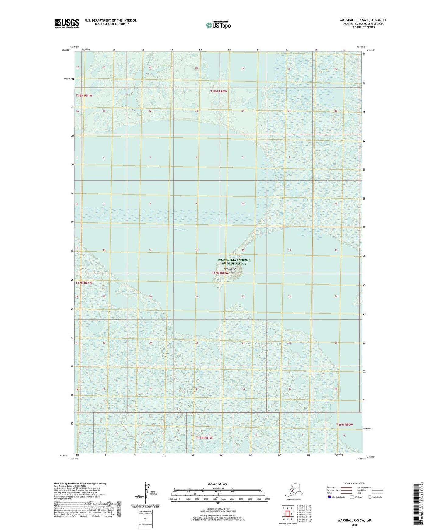 Marshall C-5 SW Alaska US Topo Map Image
