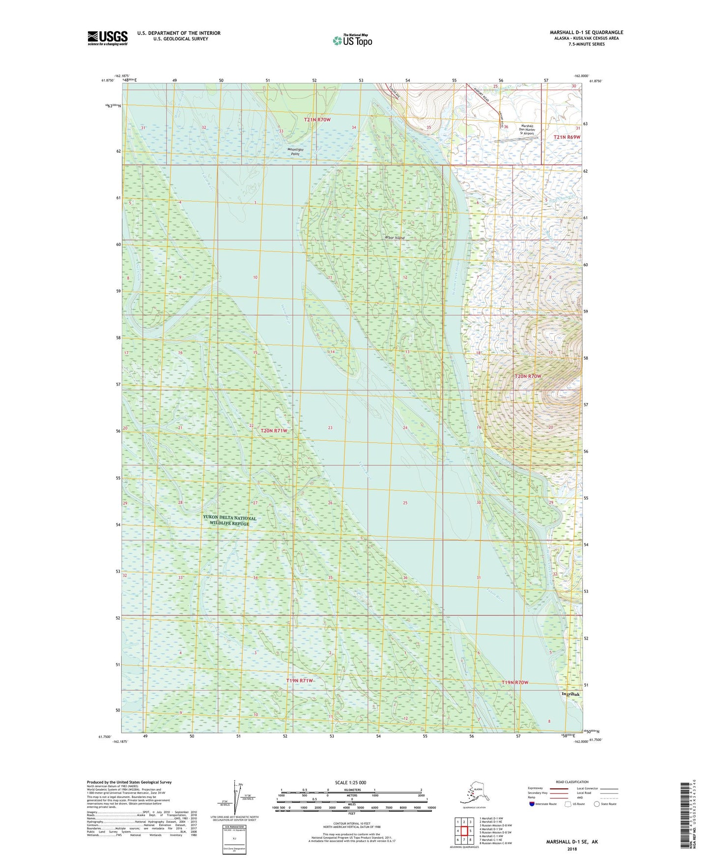 Marshall D-1 SE Alaska US Topo Map Image