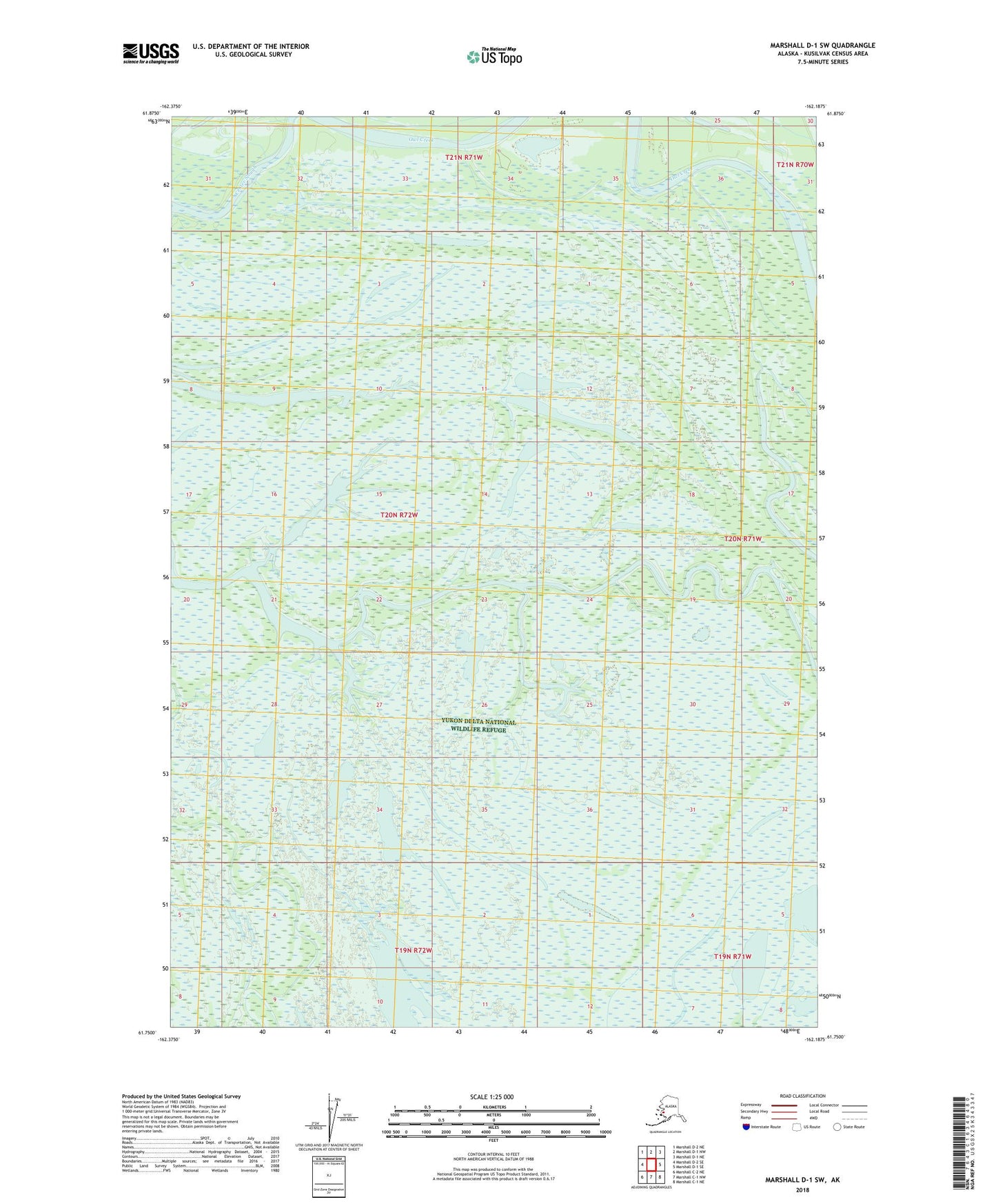 Marshall D-1 SW Alaska US Topo Map Image