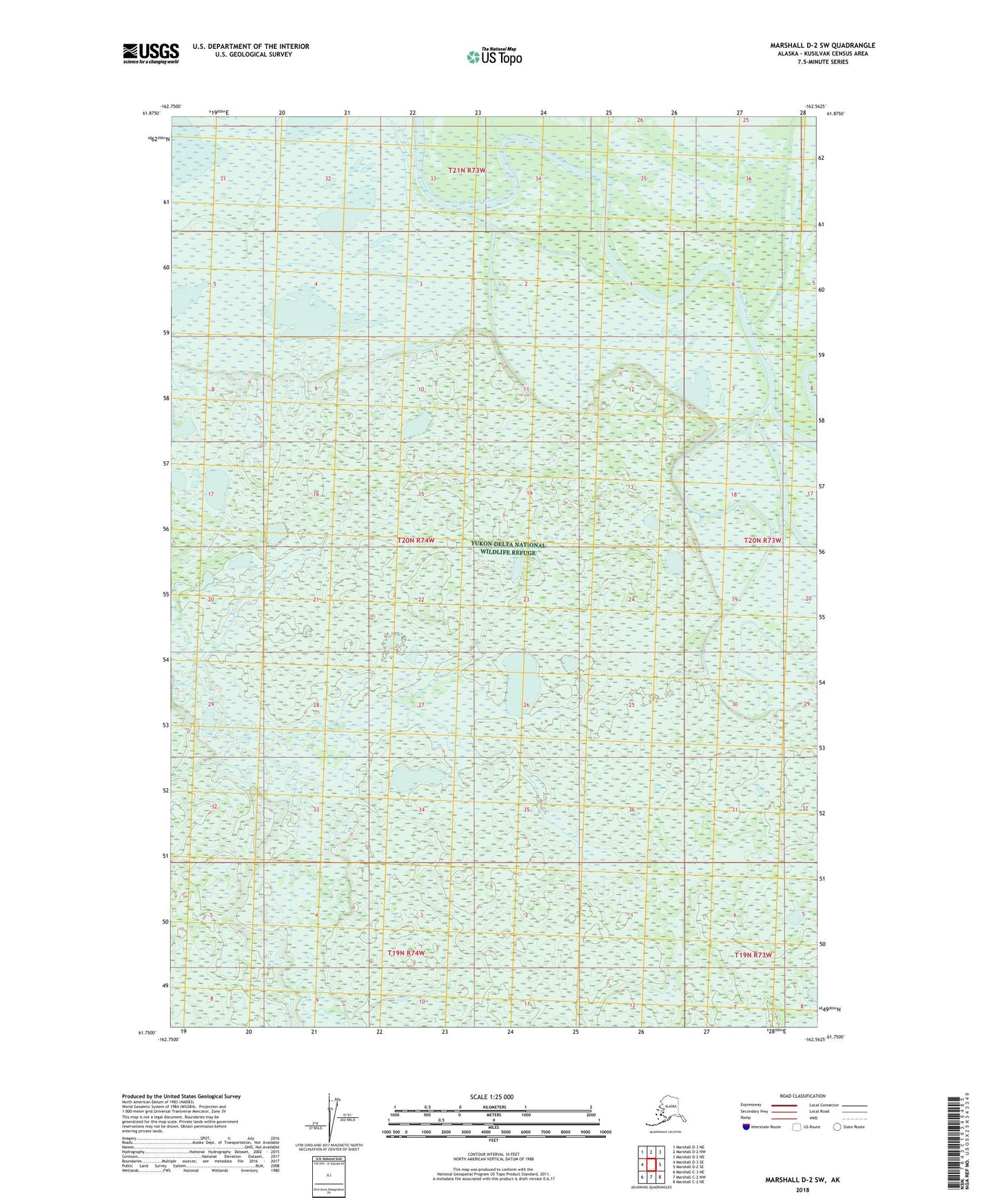 Marshall D-2 SW Alaska US Topo Map Image