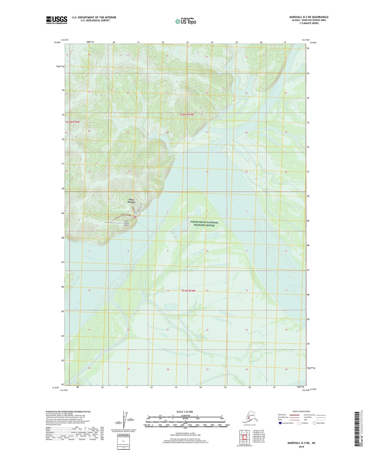 Marshall D-3 NE Alaska US Topo Map Image