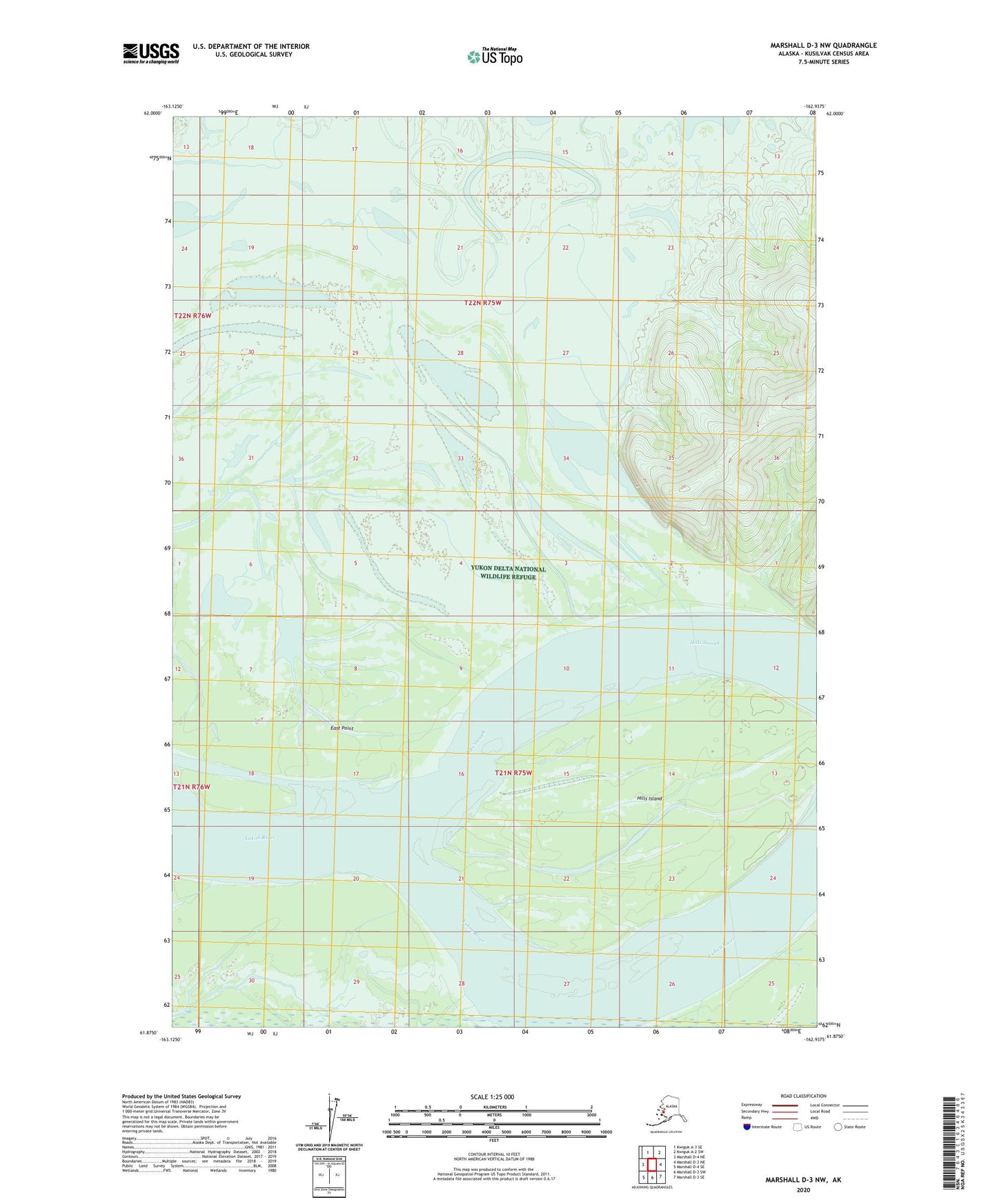 Marshall D-3 NW Alaska US Topo Map Image