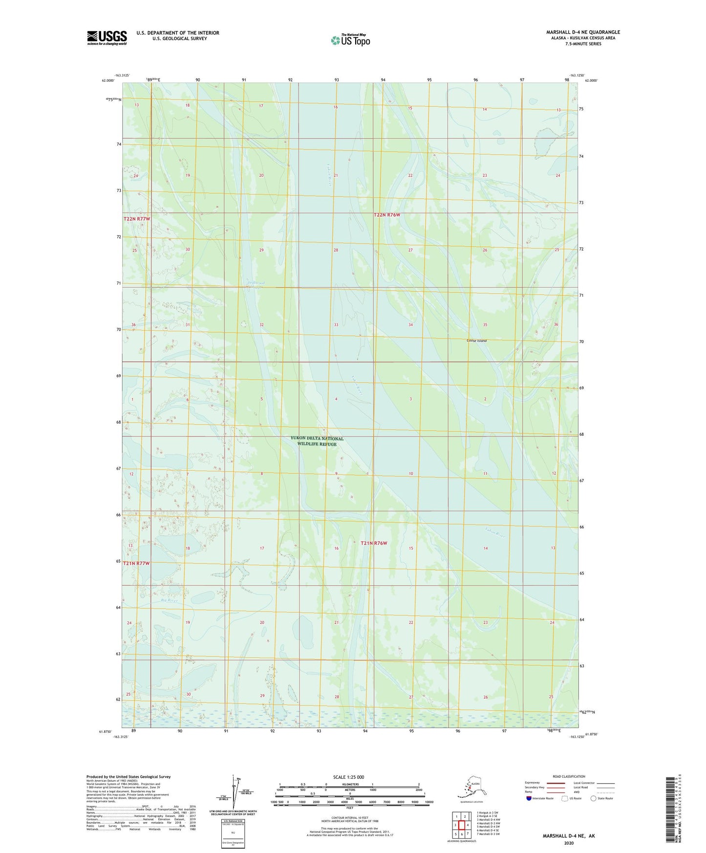 Marshall D-4 NE Alaska US Topo Map Image