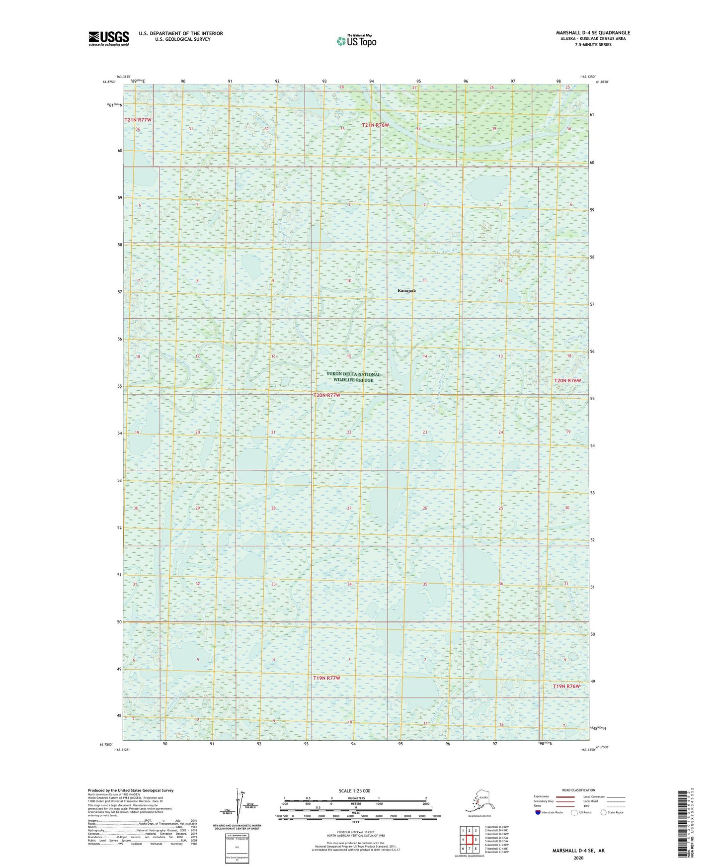 Marshall D-4 SE Alaska US Topo Map Image