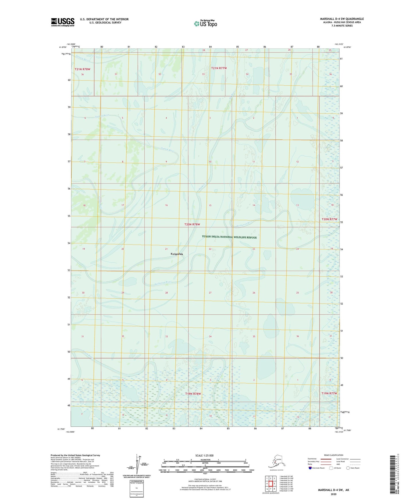 Marshall D-4 SW Alaska US Topo Map Image