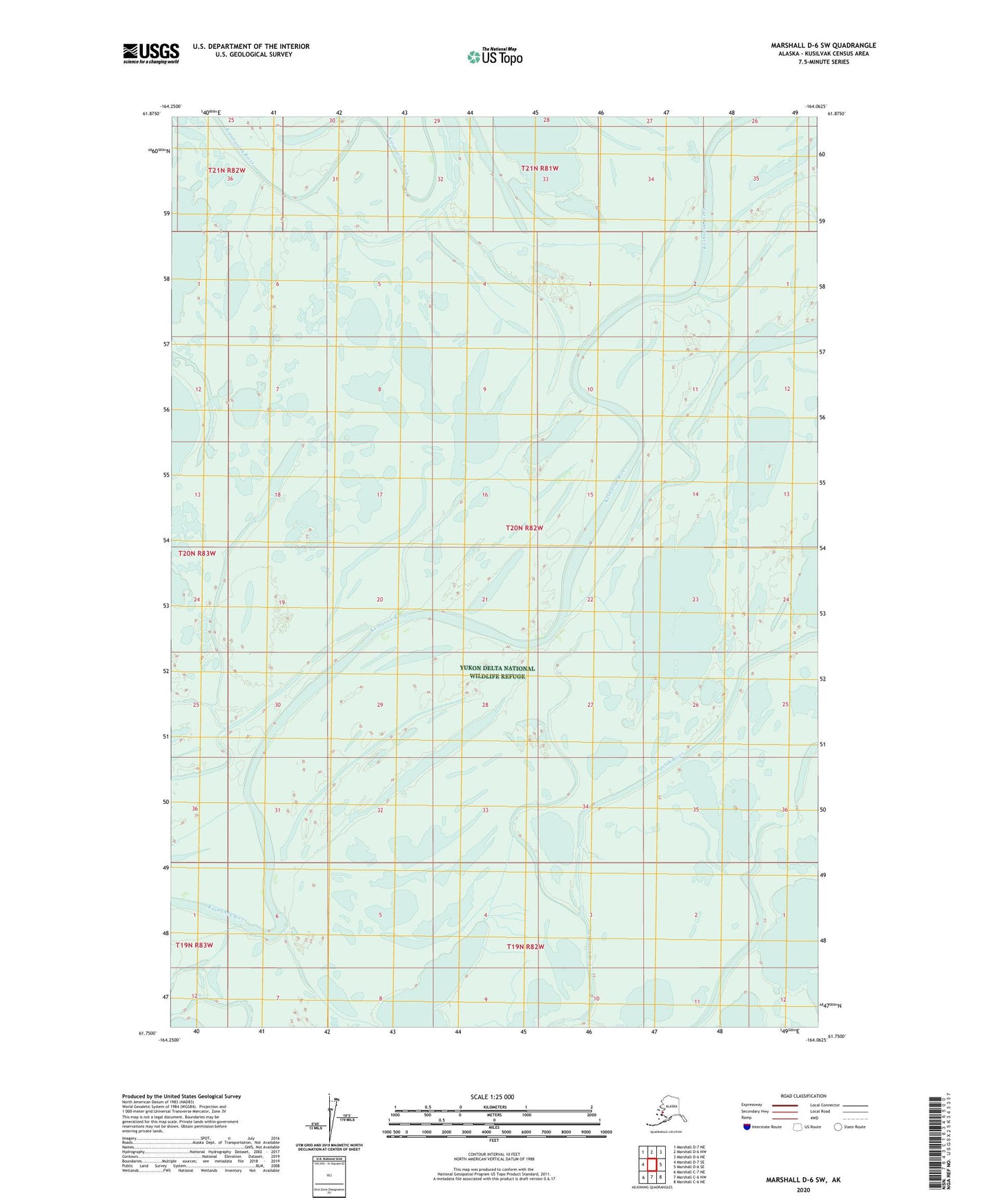 Marshall D-6 SW Alaska US Topo Map Image
