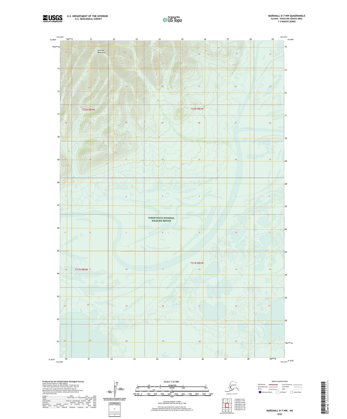 Marshall D-7 NW Alaska US Topo Map Image