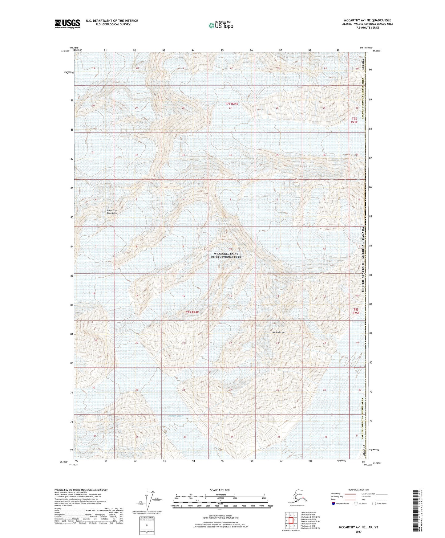McCarthy A-1 NE Alaska US Topo Map Image