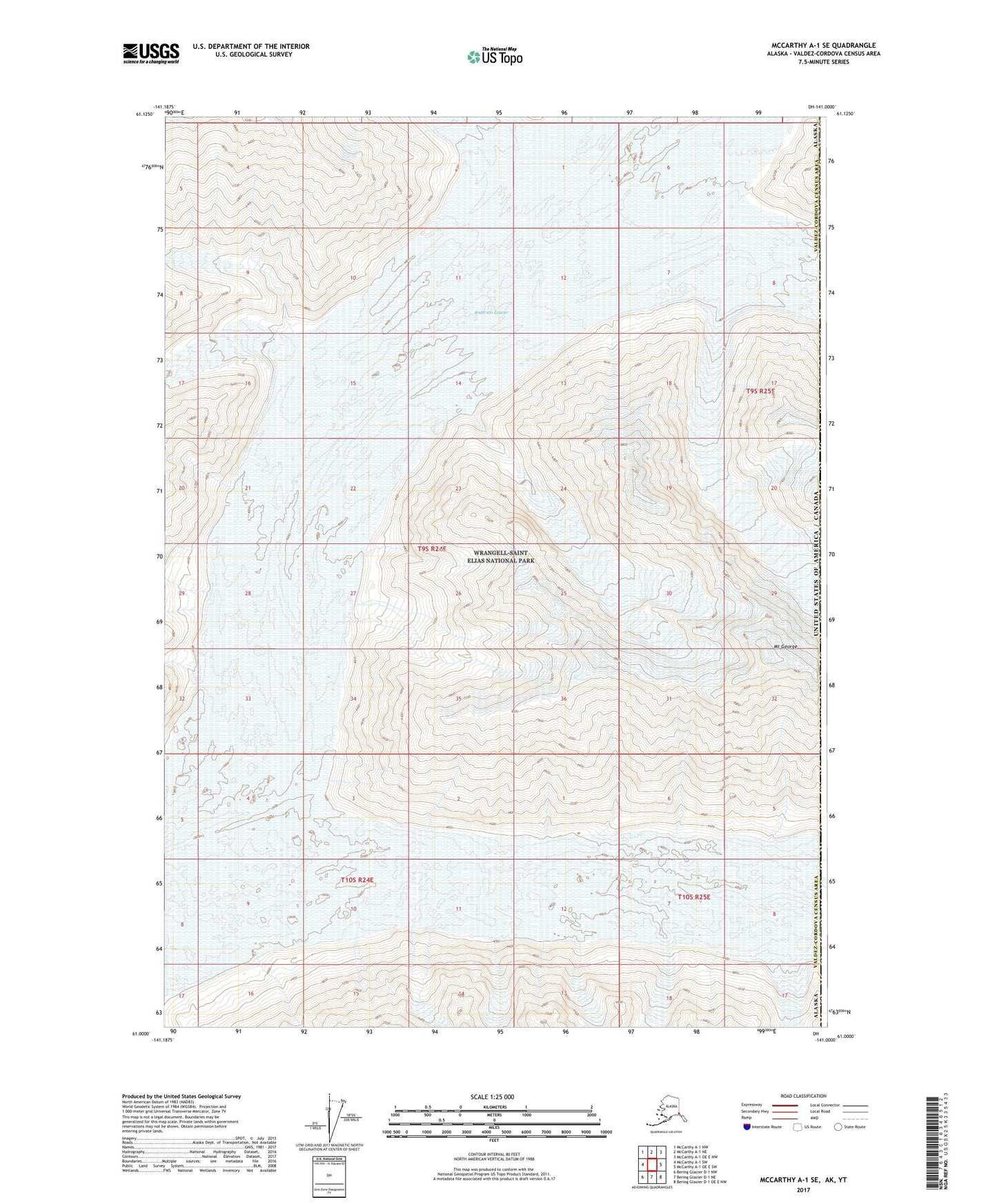 McCarthy A-1 SE Alaska US Topo Map Image