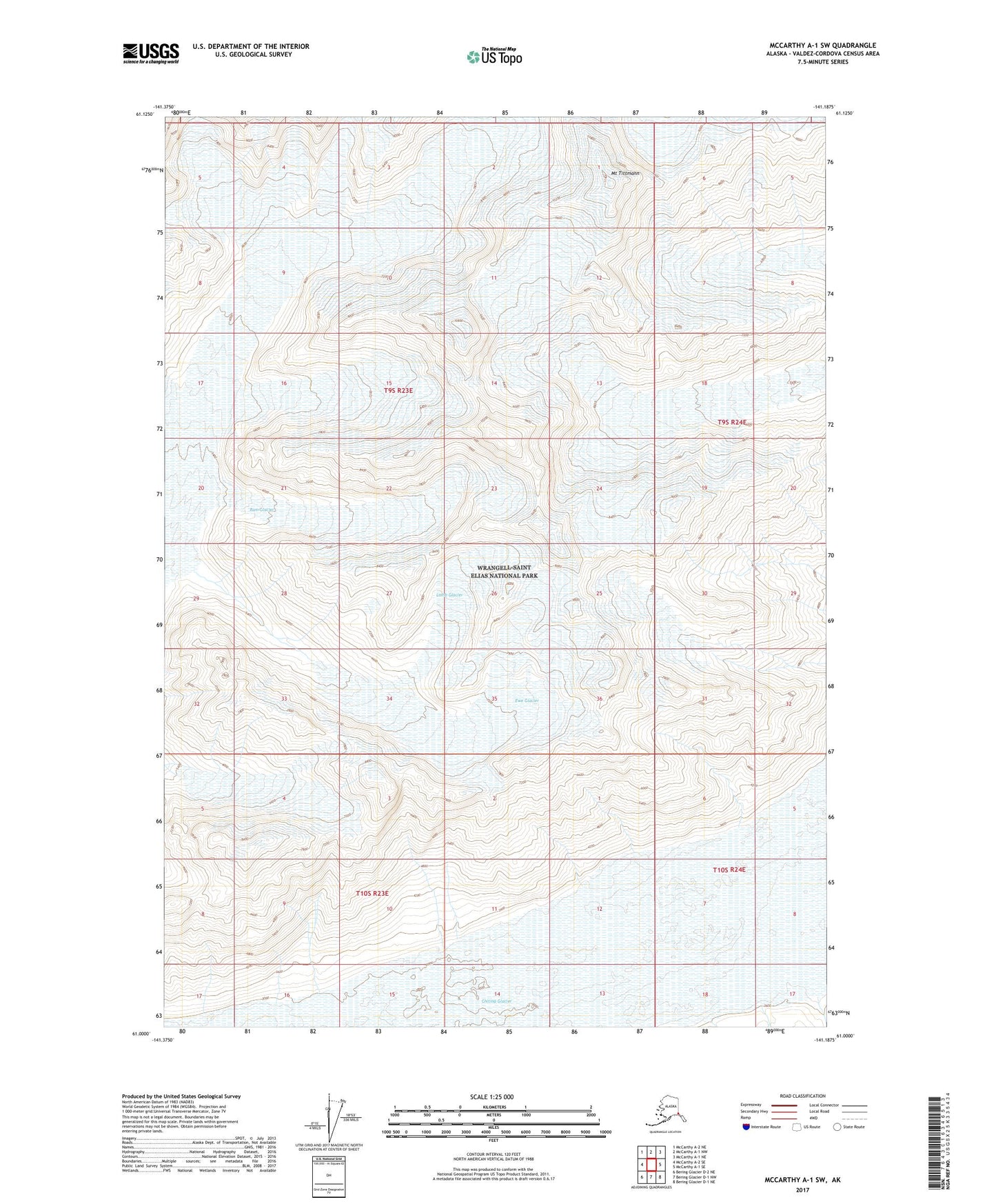 McCarthy A-1 SW Alaska US Topo Map Image