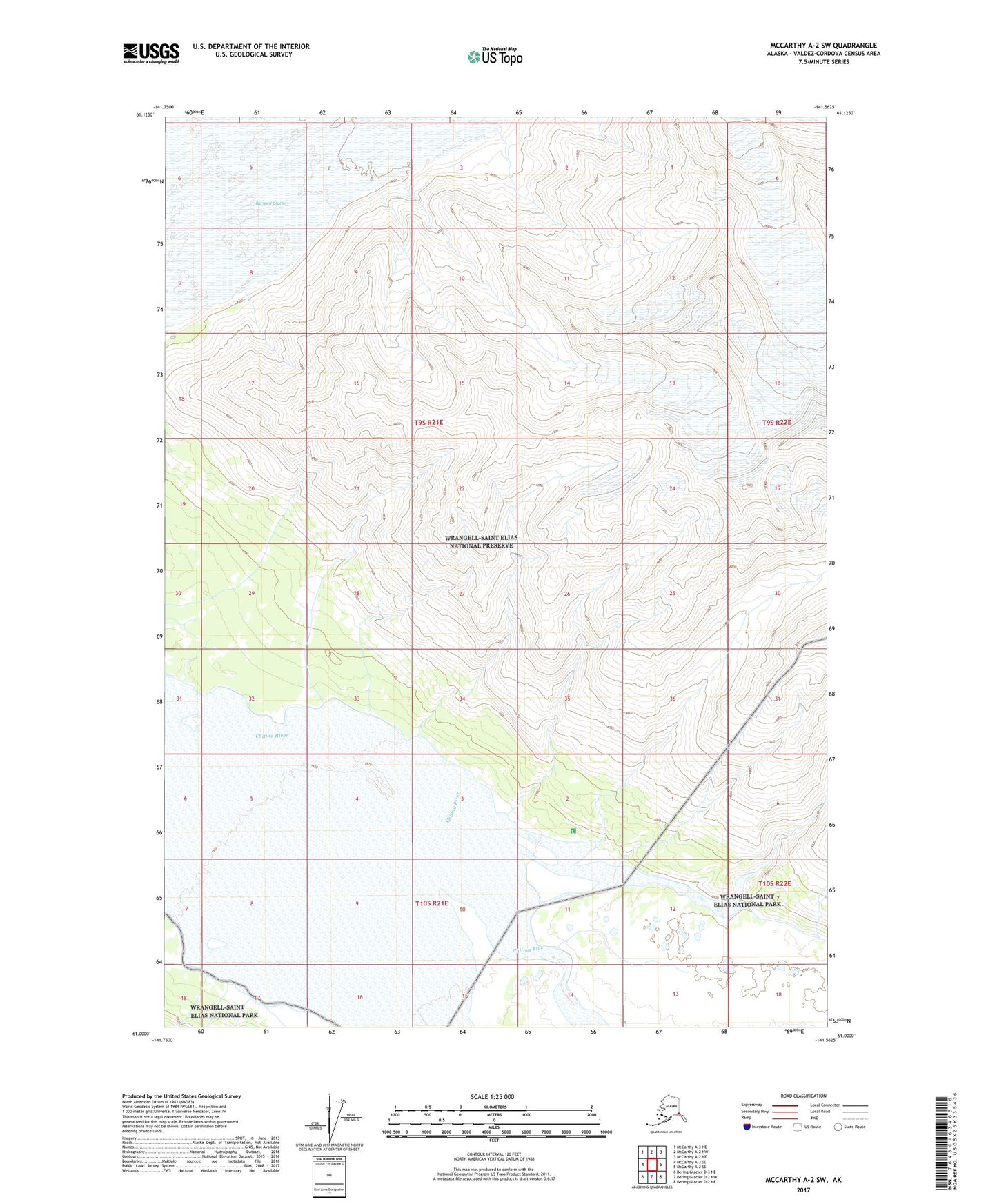 McCarthy A-2 SW Alaska US Topo Map Image