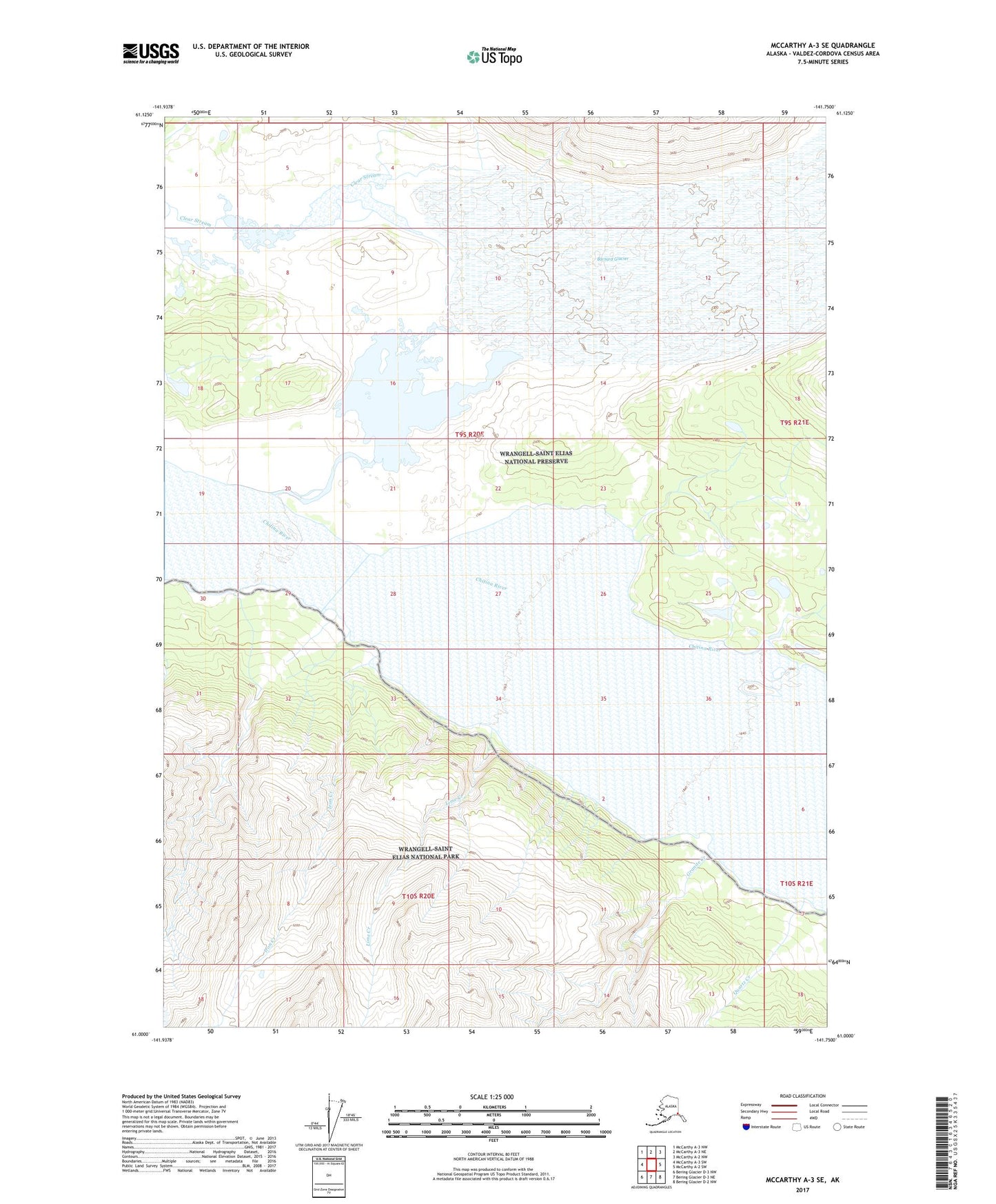 McCarthy A-3 SE Alaska US Topo Map Image