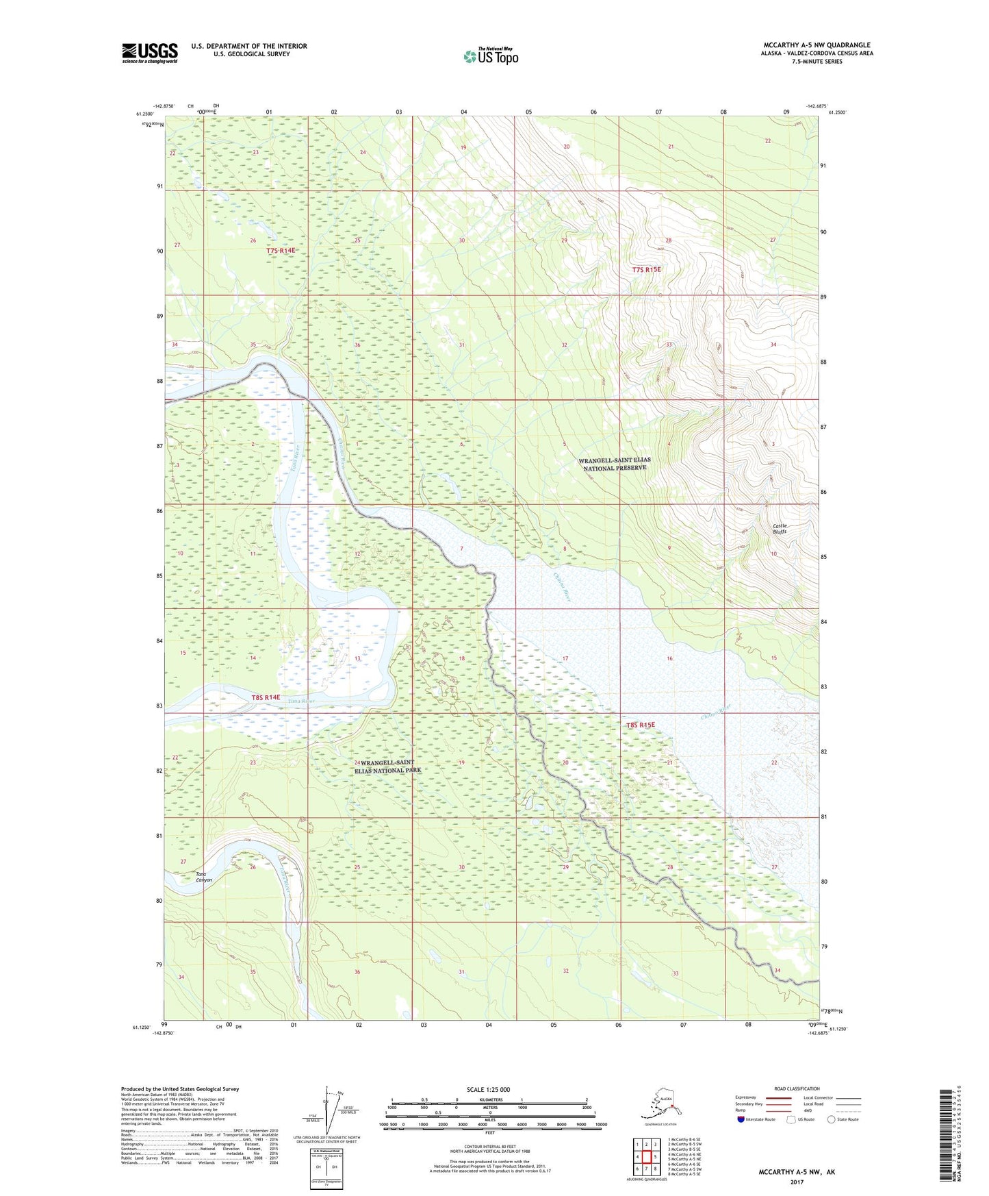 McCarthy A-5 NW Alaska US Topo Map Image