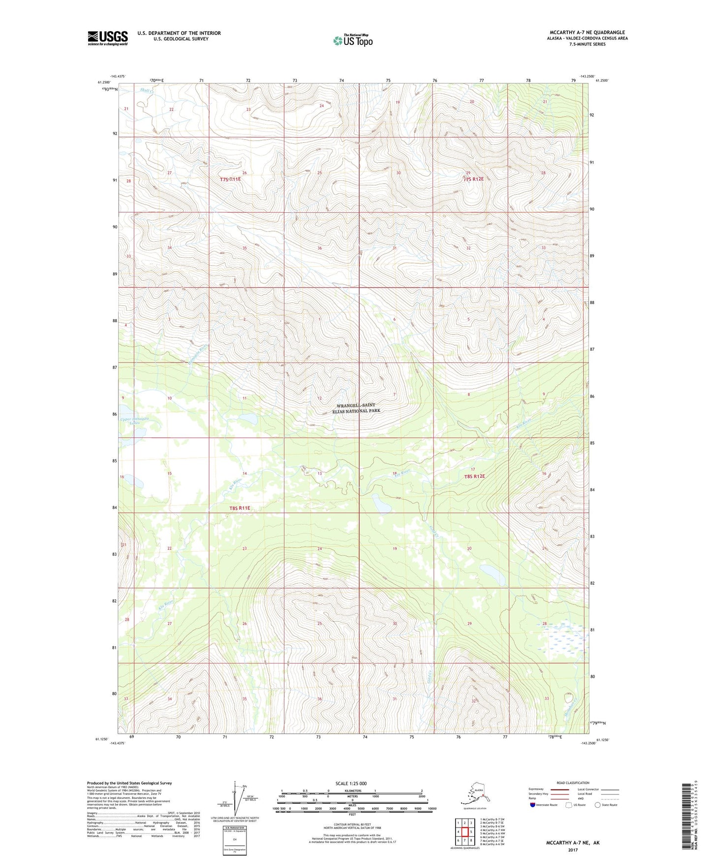 McCarthy A-7 NE Alaska US Topo Map Image