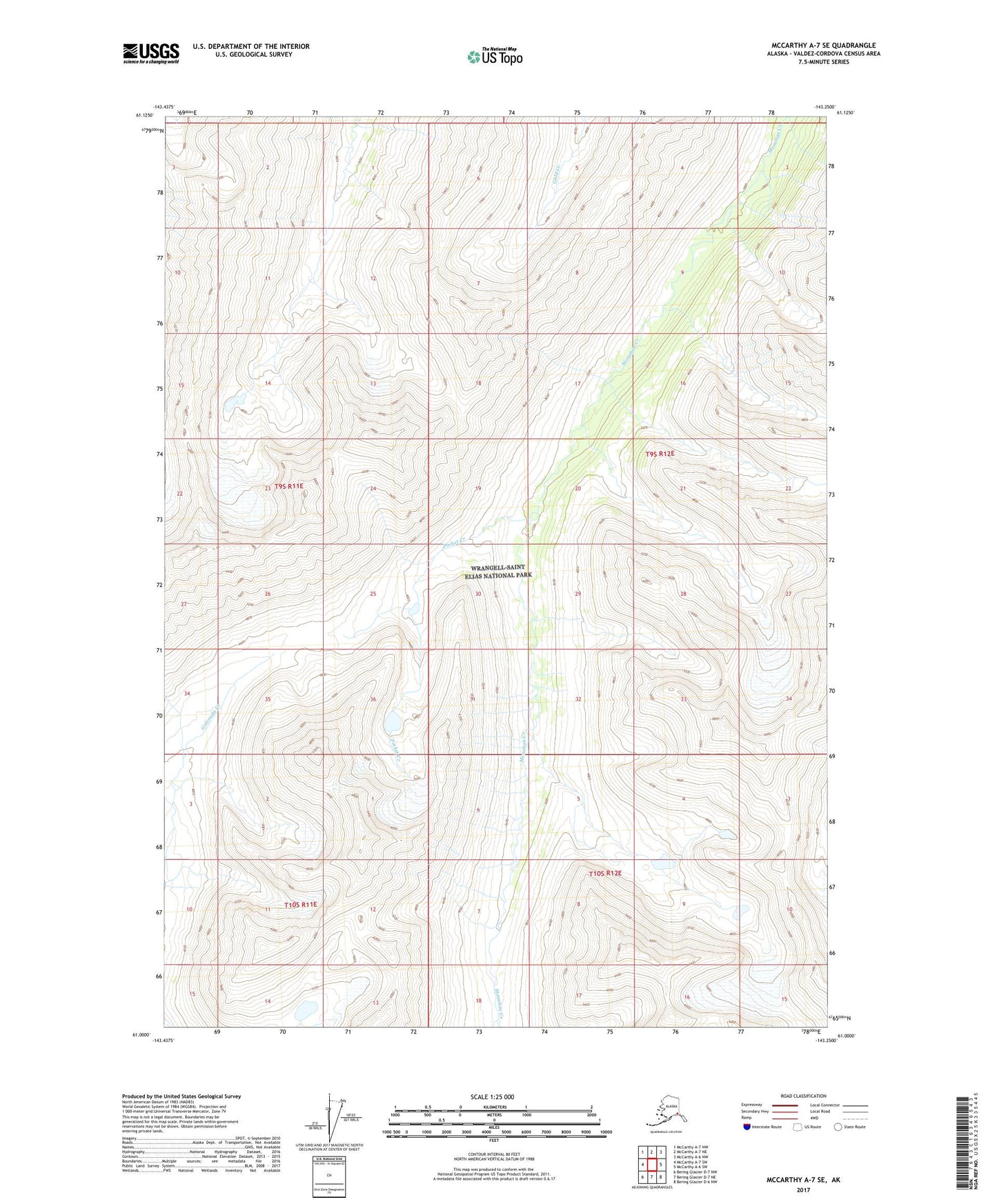 McCarthy A-7 SE Alaska US Topo Map Image