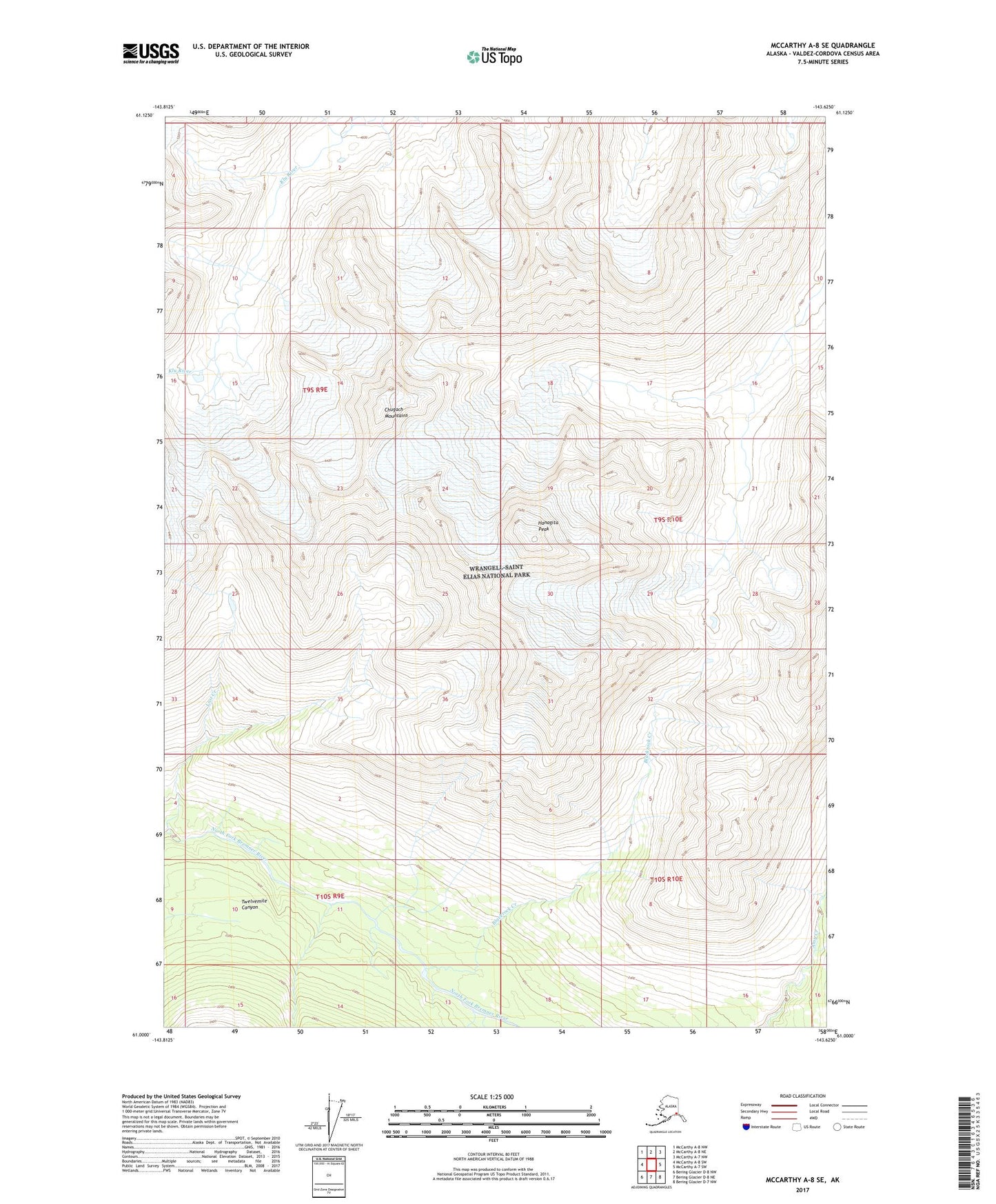 McCarthy A-8 SE Alaska US Topo Map Image