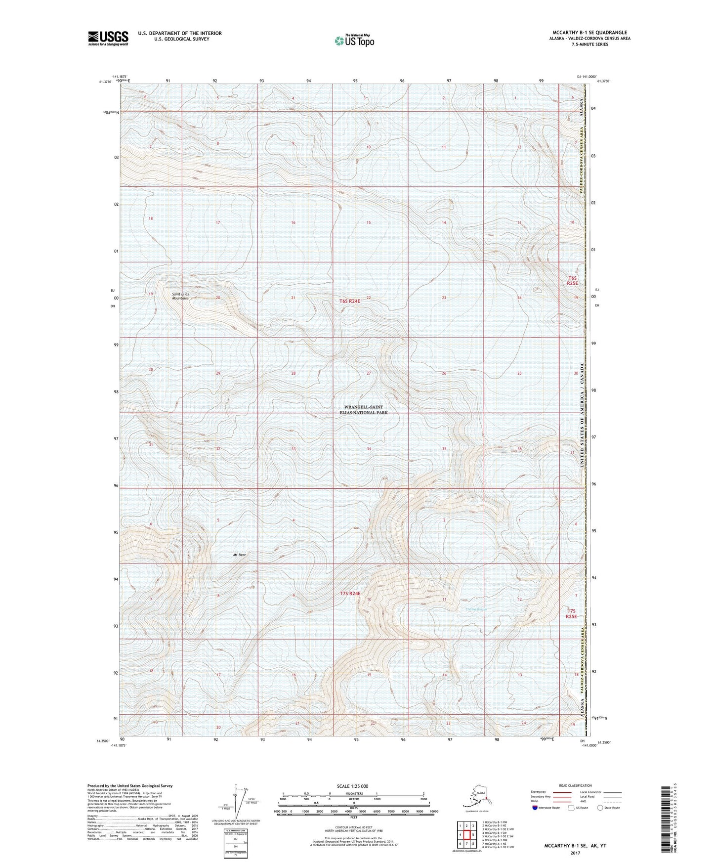 McCarthy B-1 SE Alaska US Topo Map Image