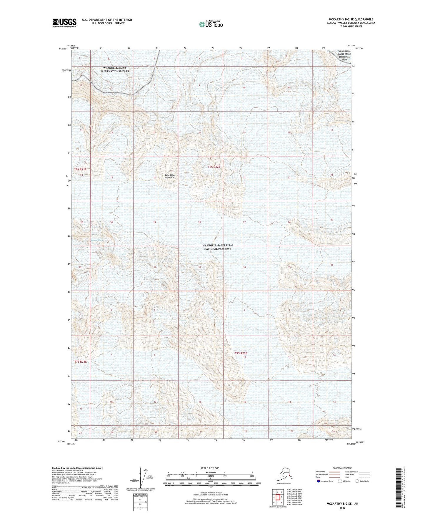 McCarthy B-2 SE Alaska US Topo Map Image