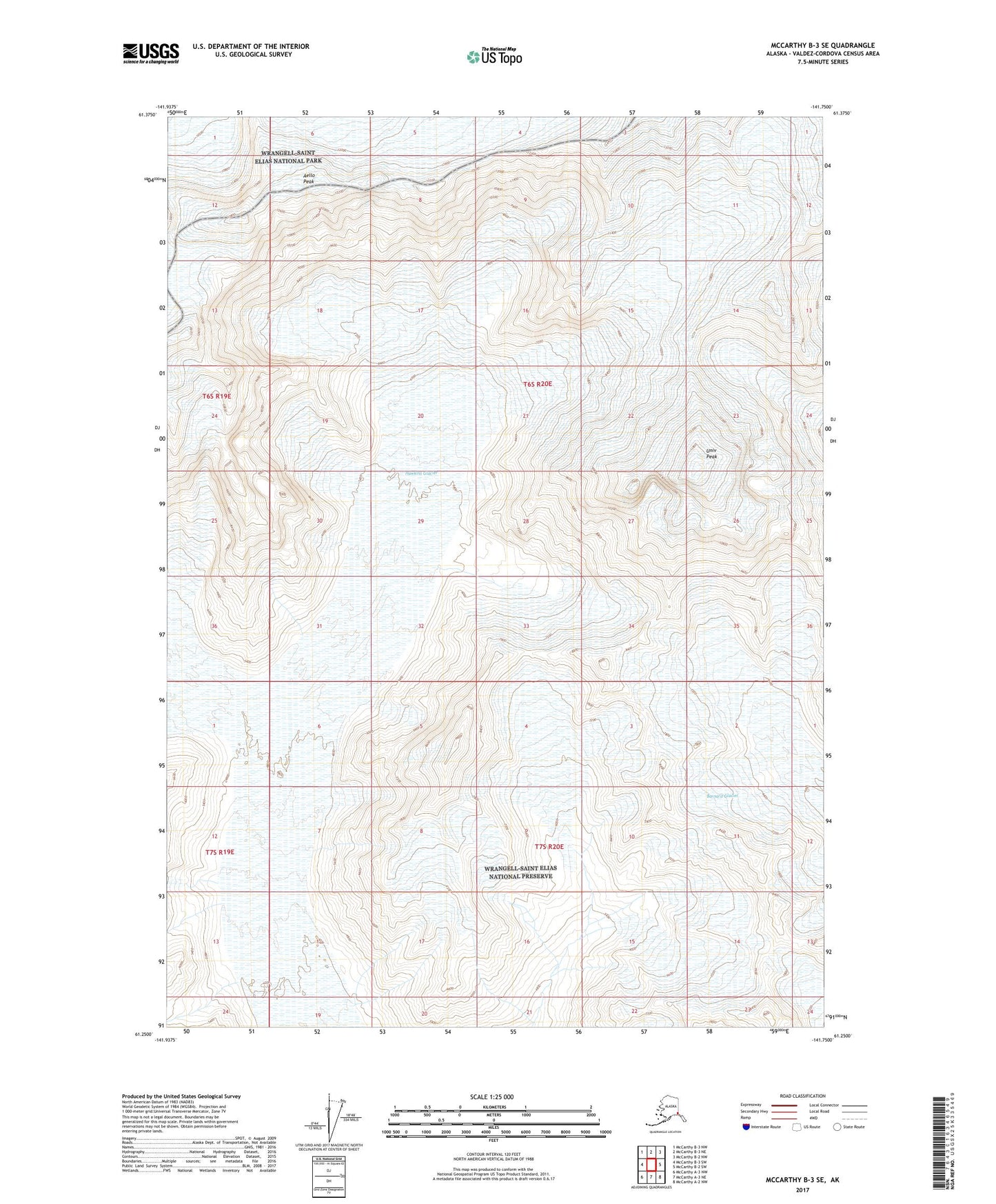 McCarthy B-3 SE Alaska US Topo Map Image