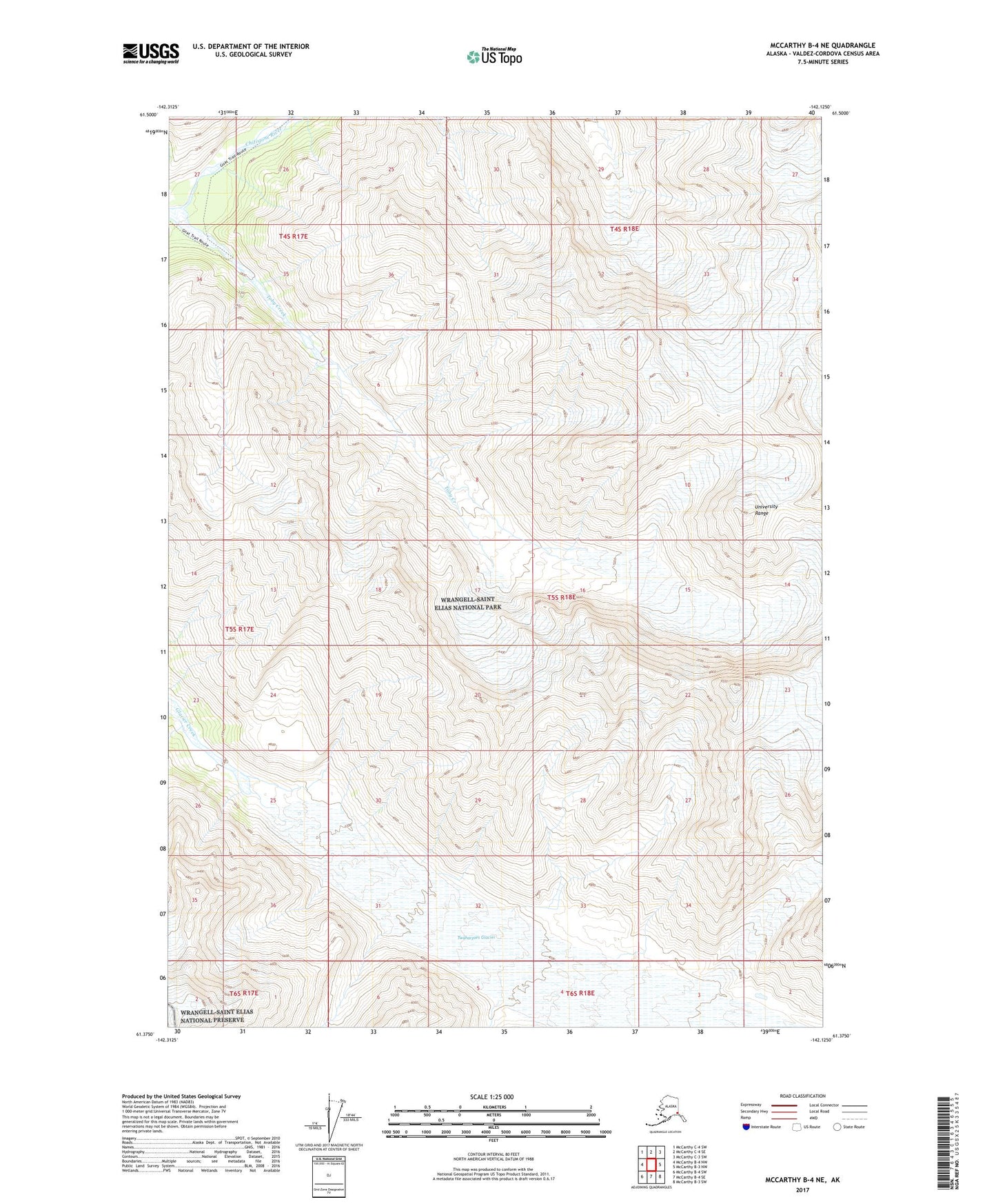 McCarthy B-4 NE Alaska US Topo Map Image