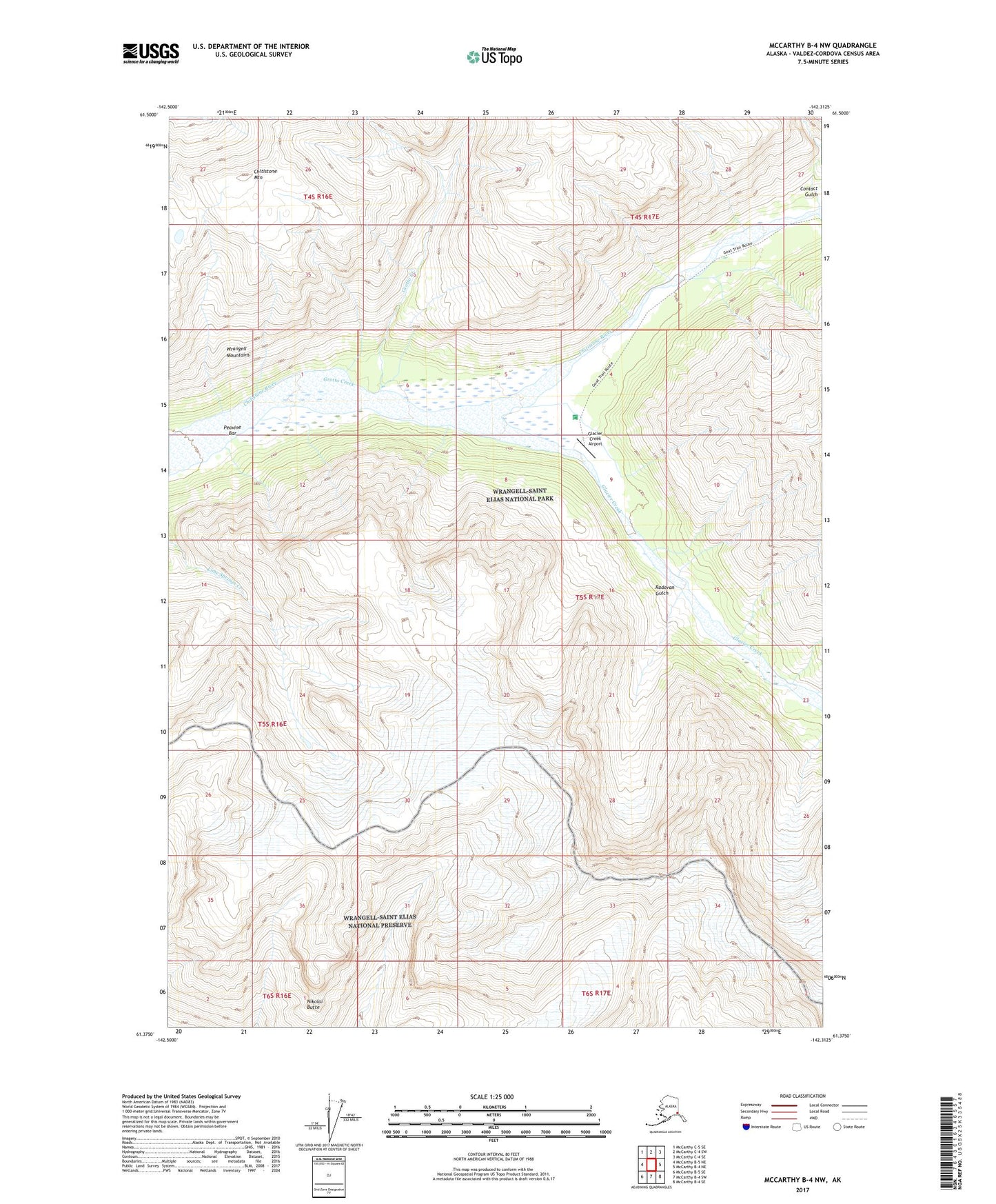 McCarthy B-4 NW Alaska US Topo Map Image