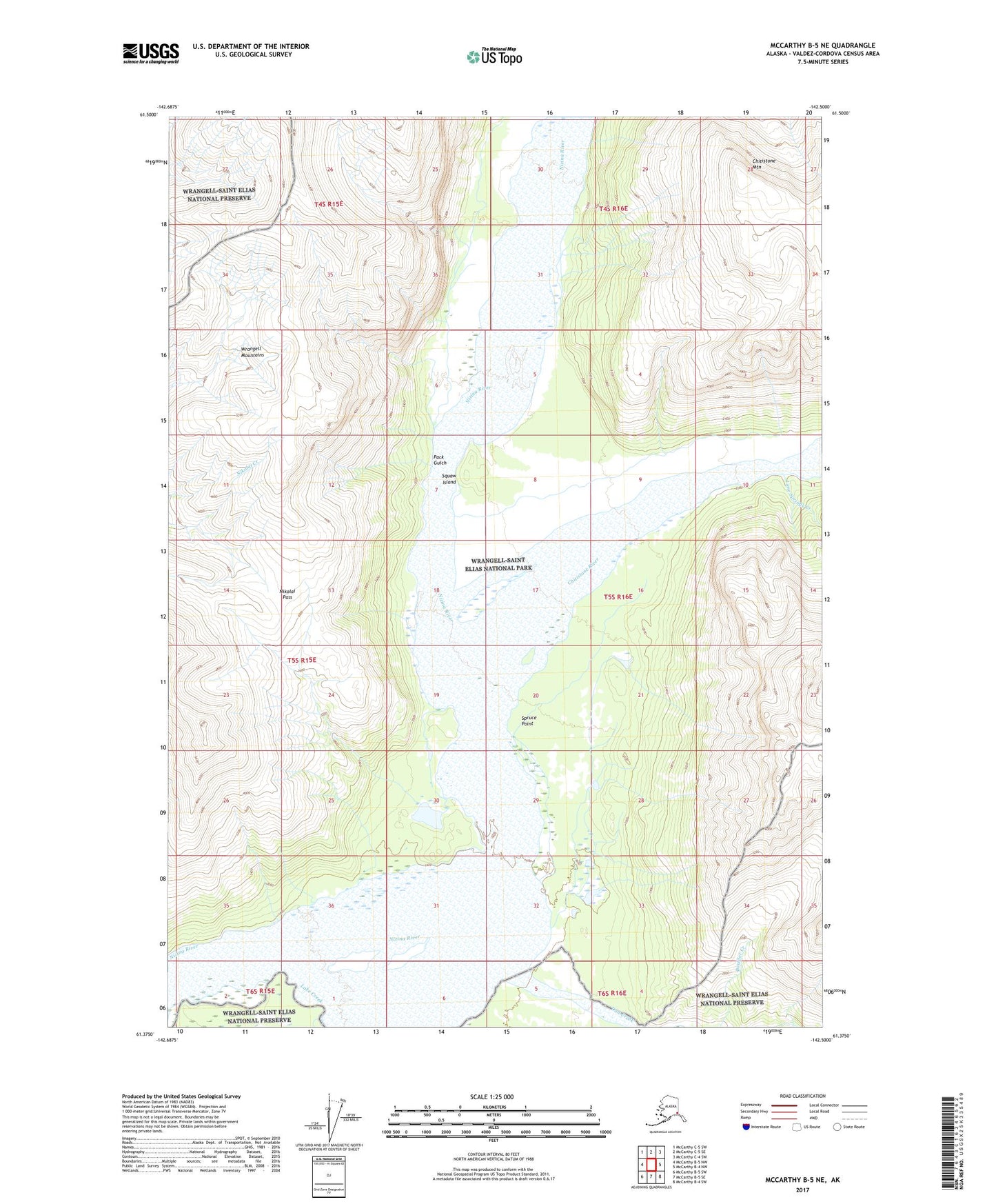 McCarthy B-5 NE Alaska US Topo Map Image