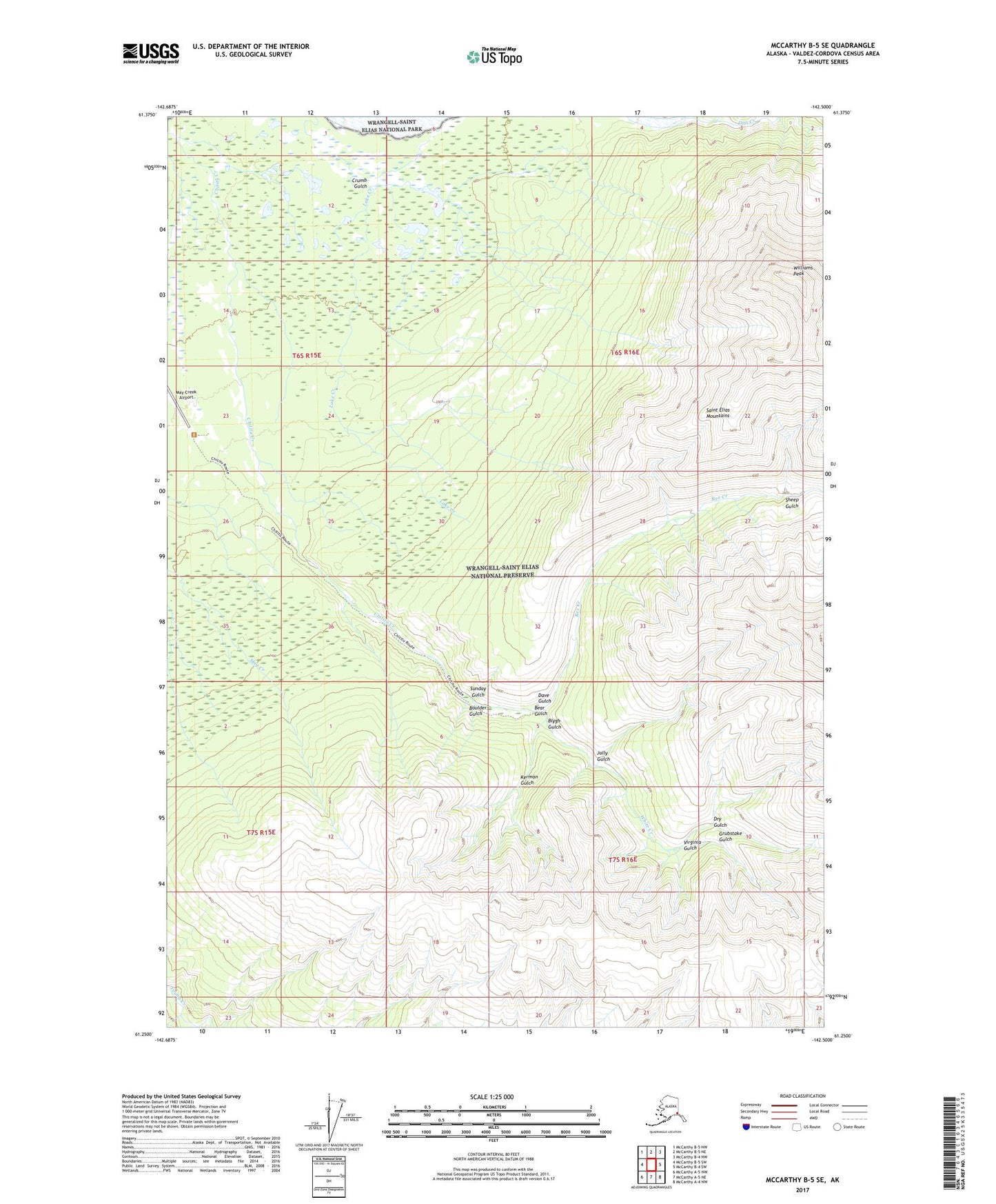 McCarthy B-5 SE Alaska US Topo Map Image