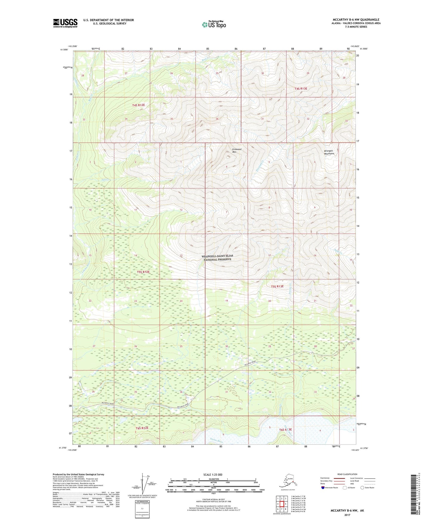 McCarthy B-6 NW Alaska US Topo Map Image
