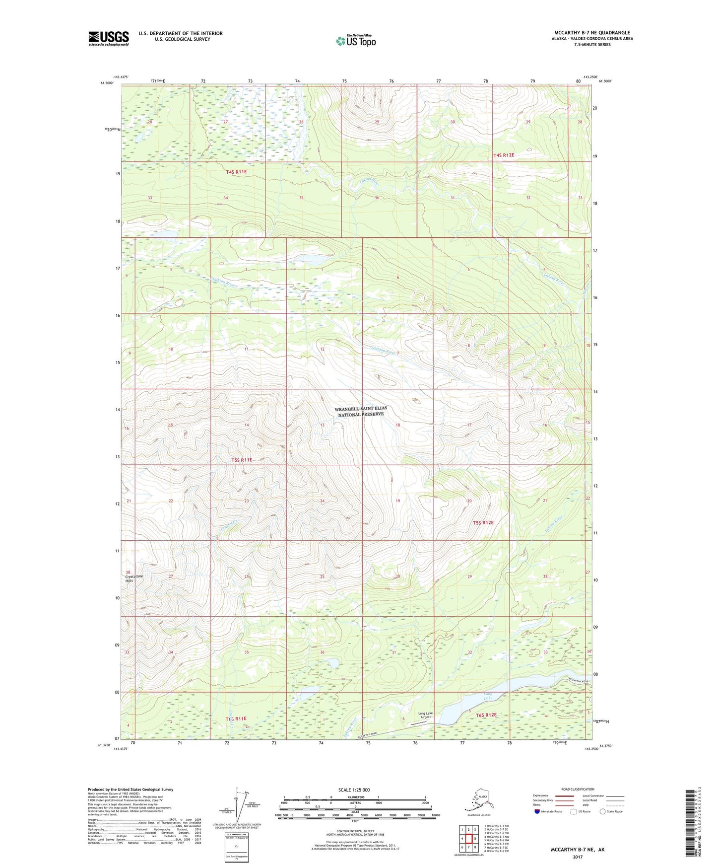 McCarthy B-7 NE Alaska US Topo Map Image